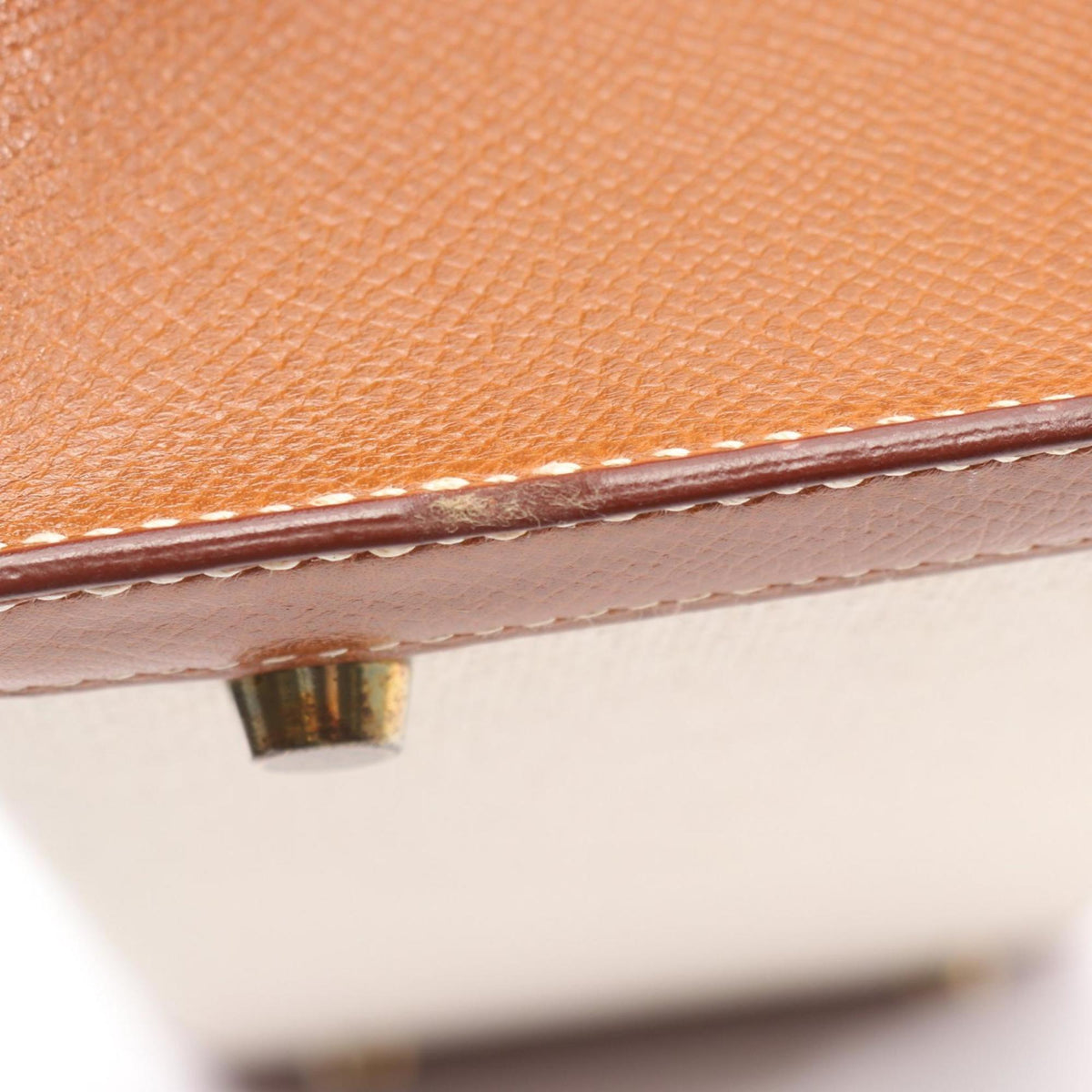 Hermes Beige Brown Canvas Leather Handbag (Pre-Owned)