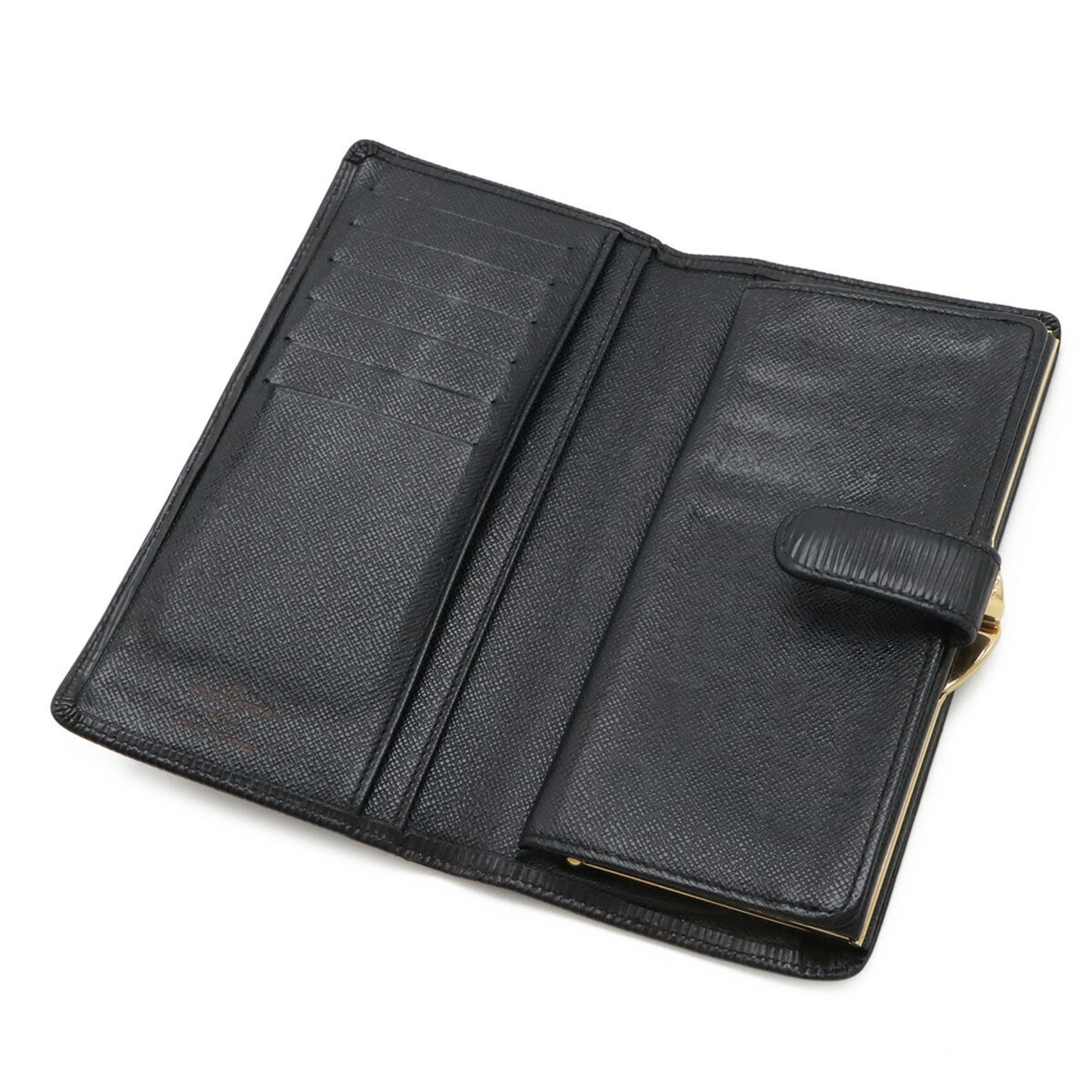 Louis Vuitton Black Noir Epi Leather Long Wallet (Bi-Fold) (Pre-Owned)