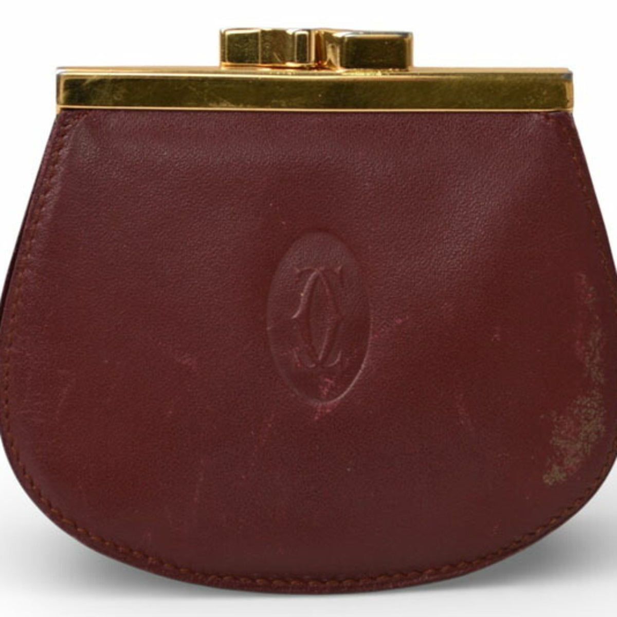 Cartier Must Bordeaux Leather Coin Purse/Coin Case (Pre-Owned)