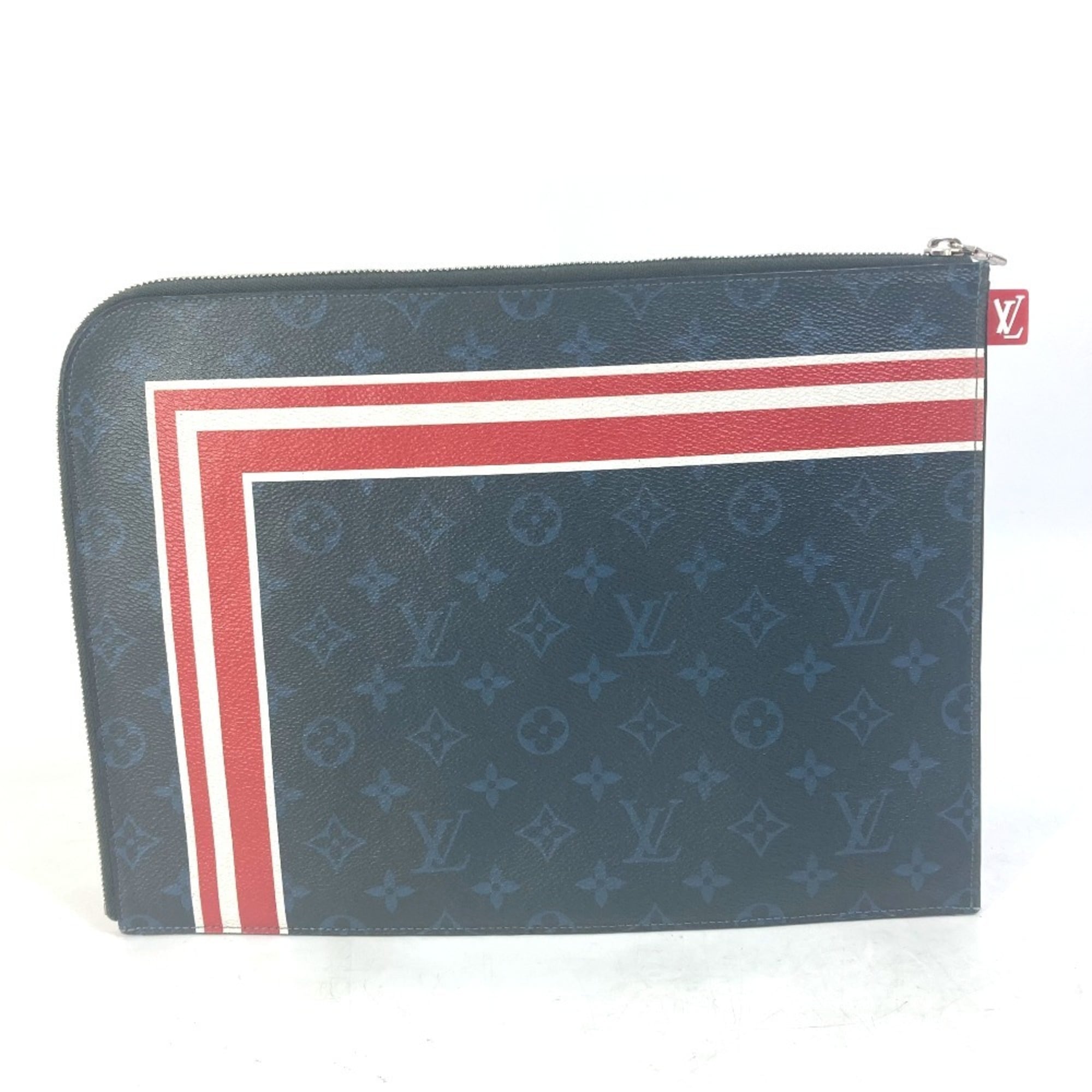Louis Vuitton Monogram Cobalt Navy Red Color White Clutch Bag (Pre-Owned)