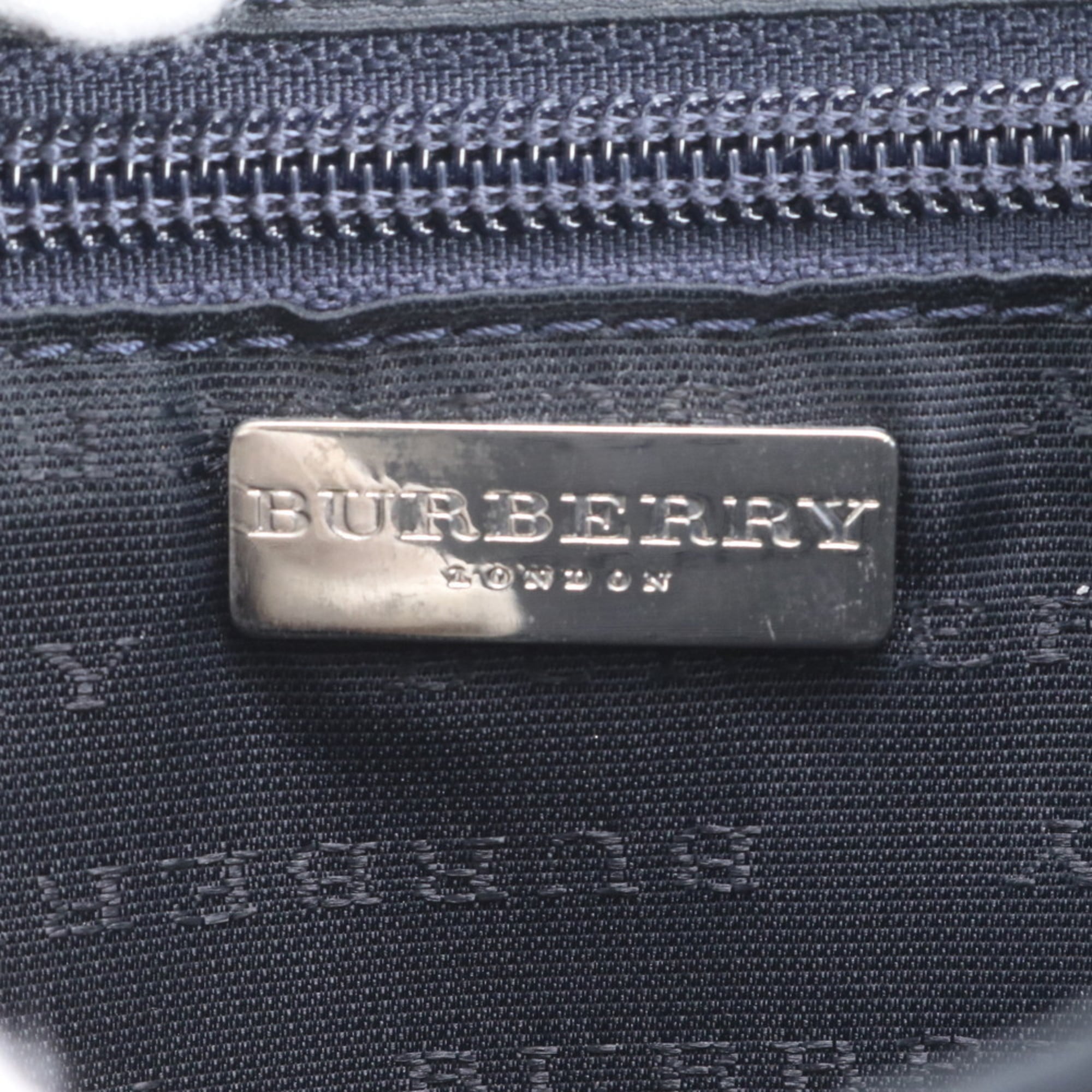 Burberry Navy Leather Nylon Messenger Bag Shoulder Bag (Pre-Owned)