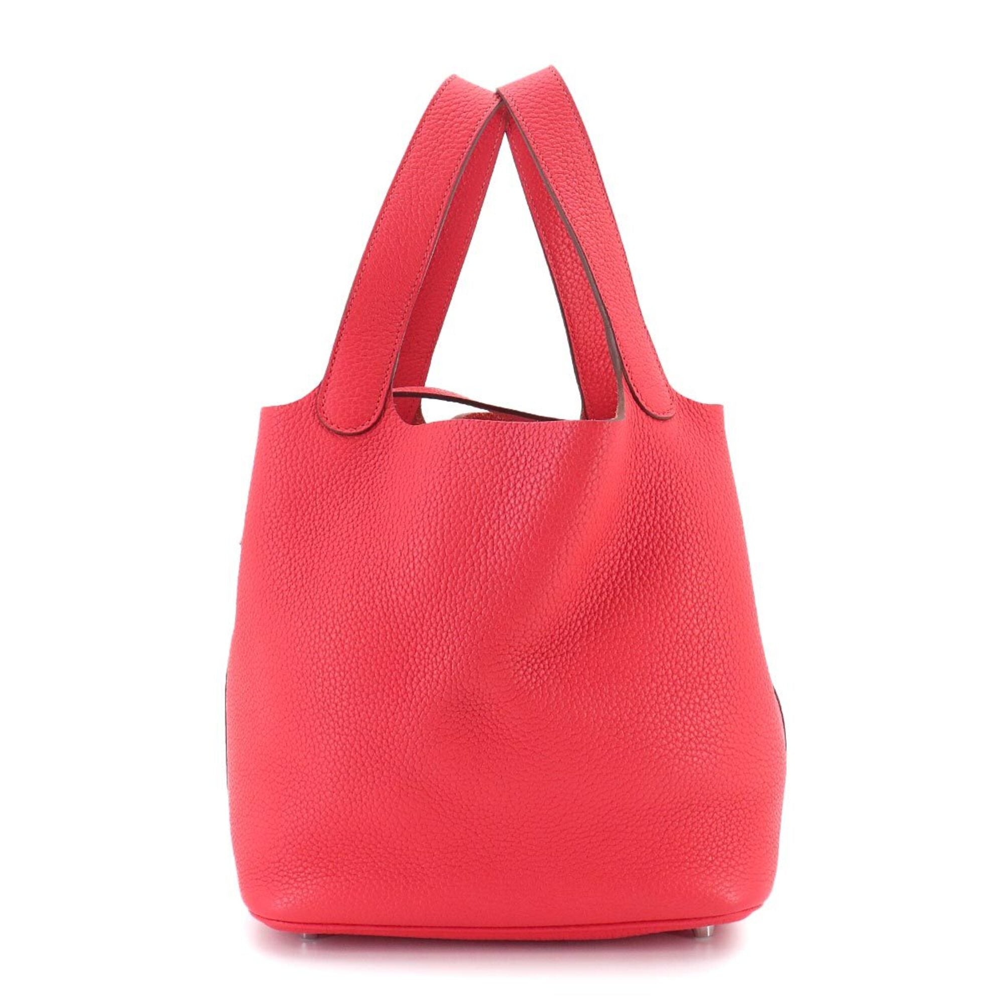 Hermes Red Color Taurillon Clemence Leather Handbag (Pre-Owned)