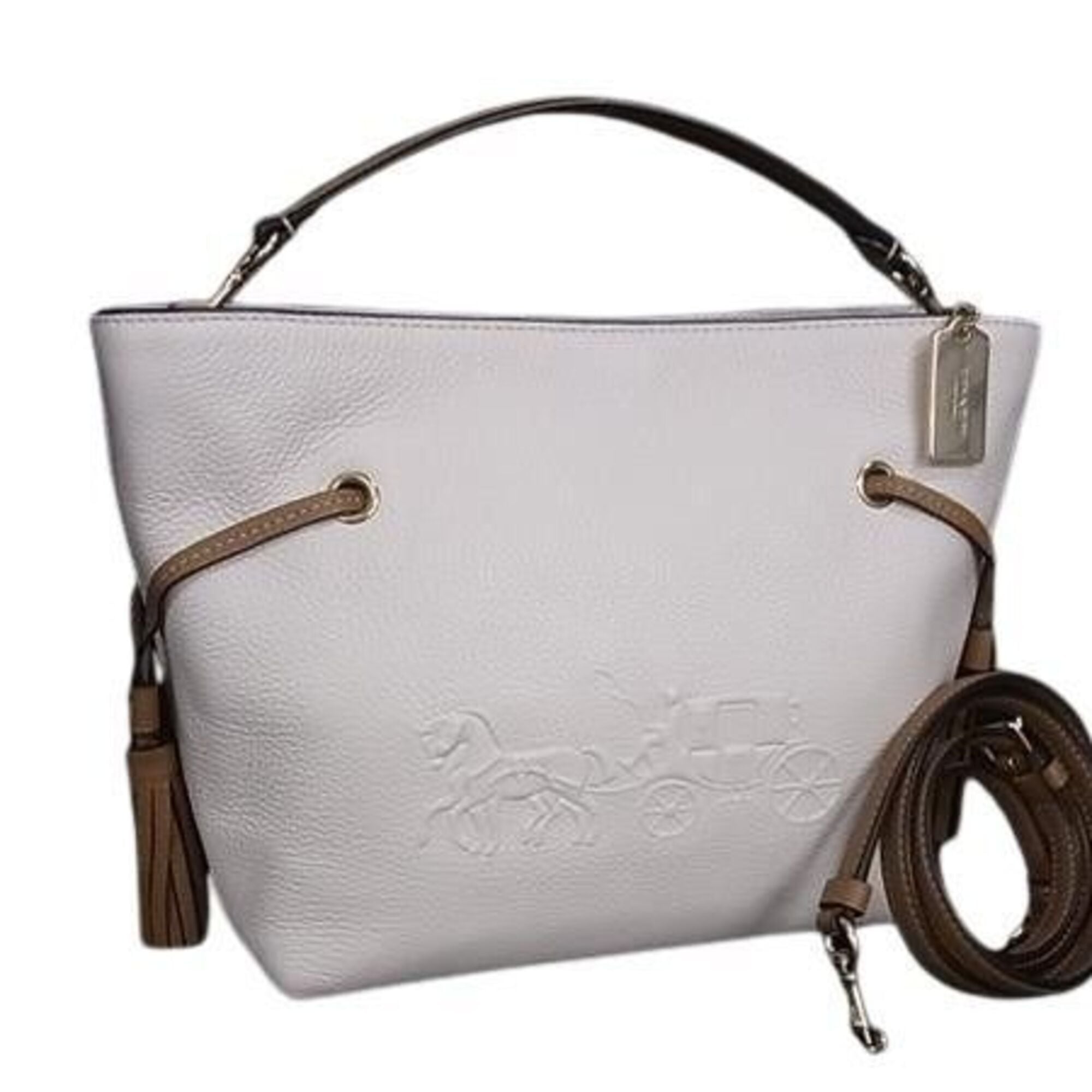 Coach White Leather Handbag Shoulder Bag (Pre-Owned)
