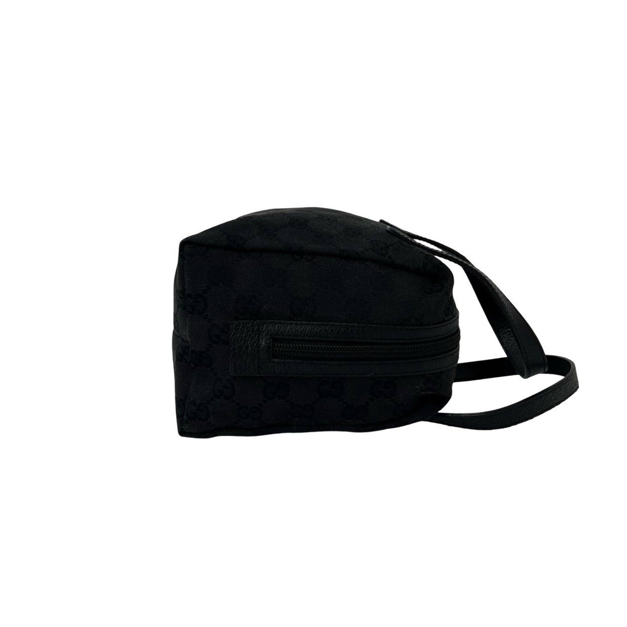 Gucci Black Canvas Leather Boston Bag Handbag Tote Bag (Pre-Owned)
