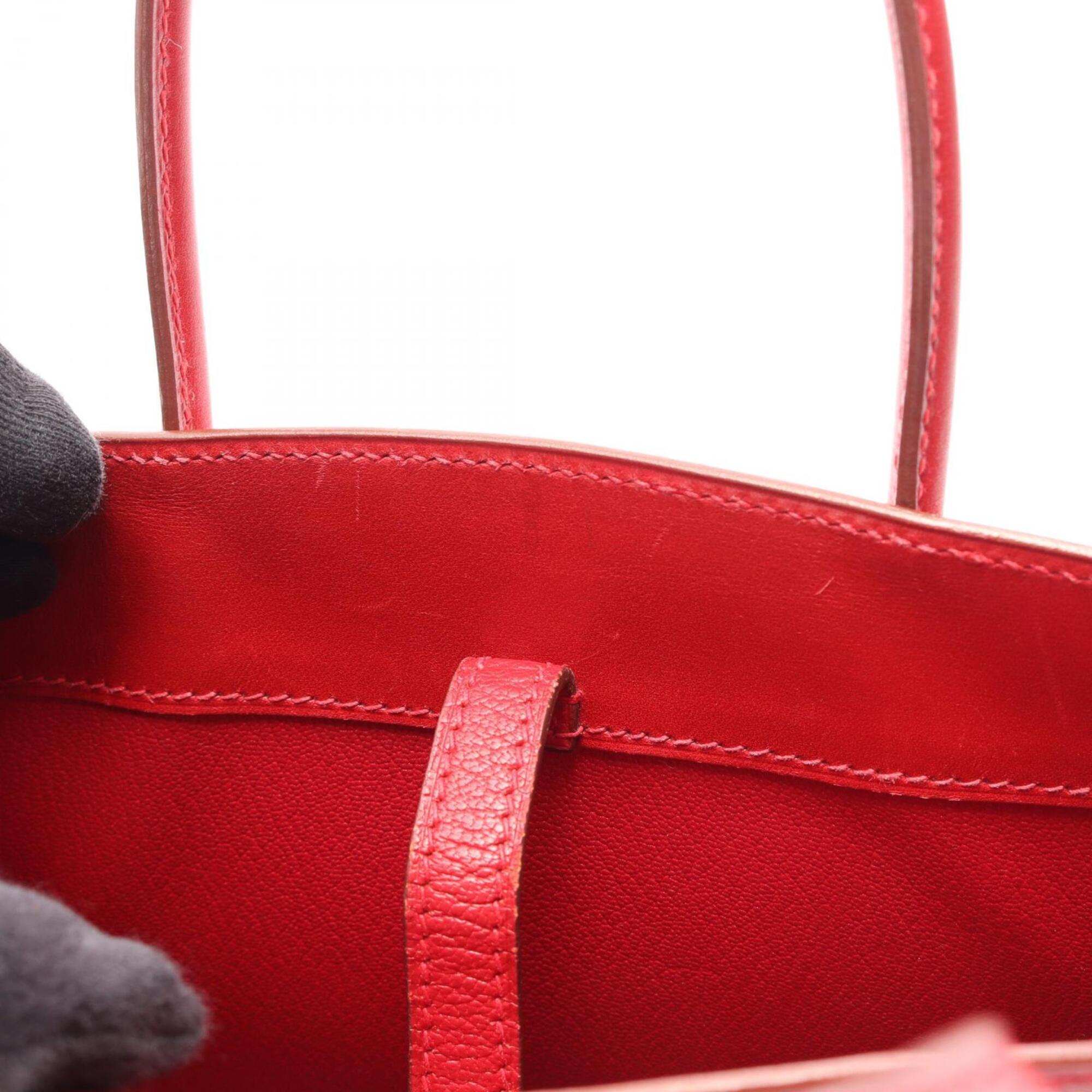 Hermes Red Color Box Calf Leather Handbag (Pre-Owned)
