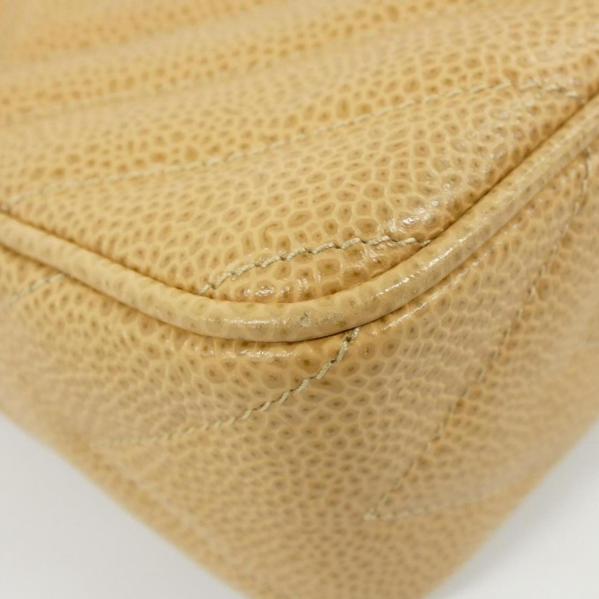 Chanel Beige Grained Calfskin Shoulder Bag (Pre-Owned)