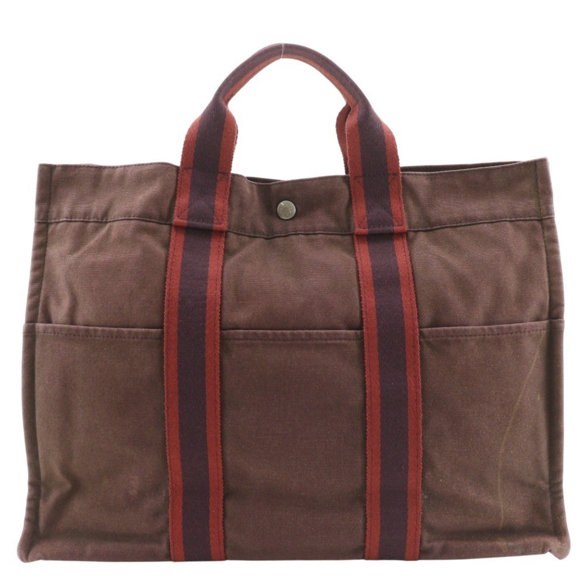 Hermes Brown Cotton Canvas Handbag (Pre-Owned)