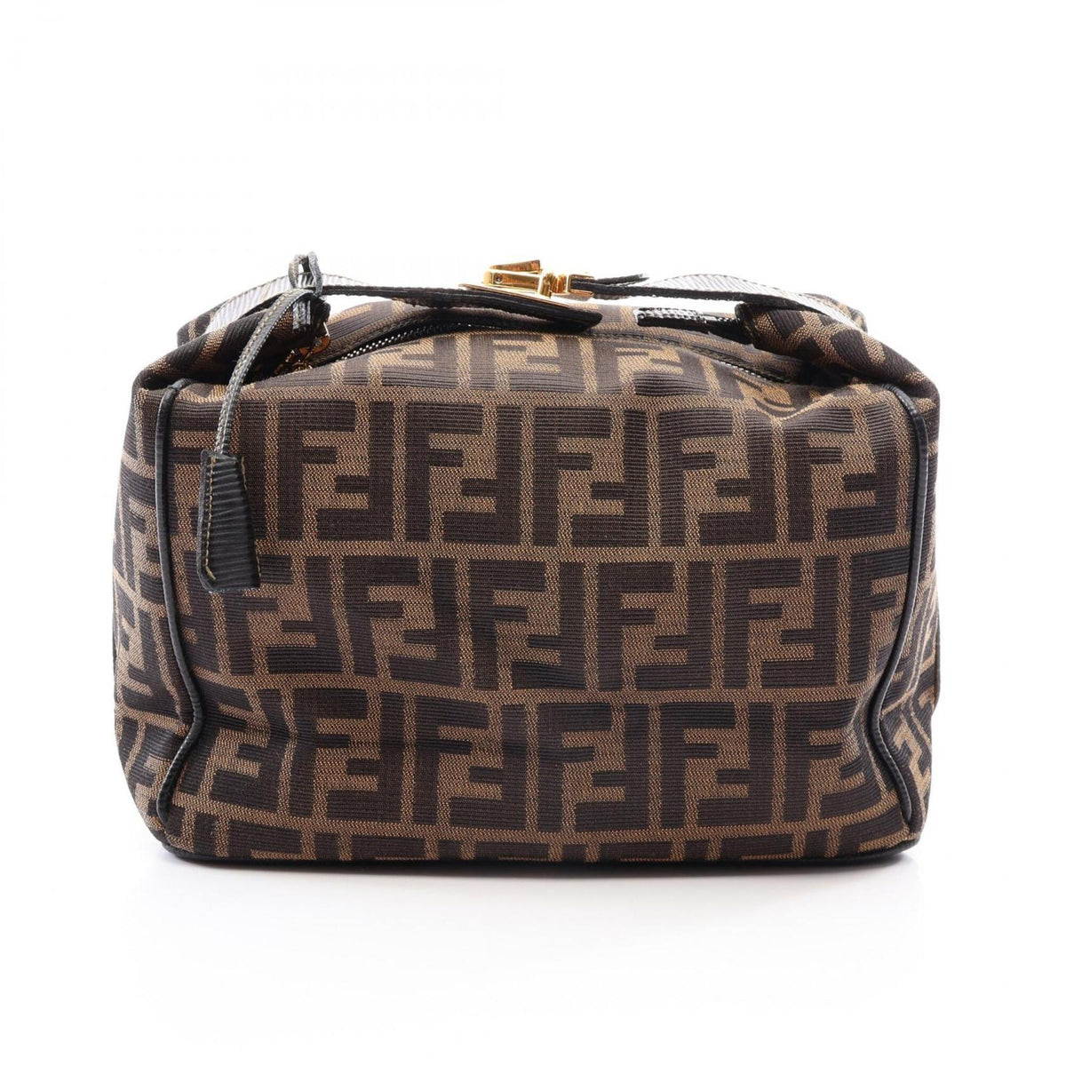 Fendi Black Brown Canvas Leather Handbag (Pre-Owned)