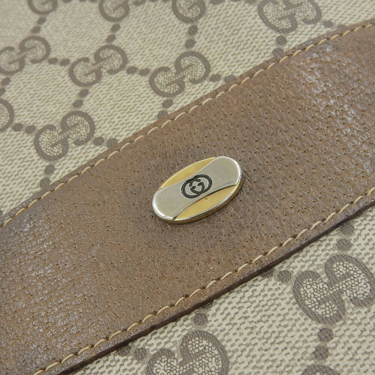 Gucci Beige Brown Gg Plus Pvc Leather Handbag Tote Bag (Pre-Owned)
