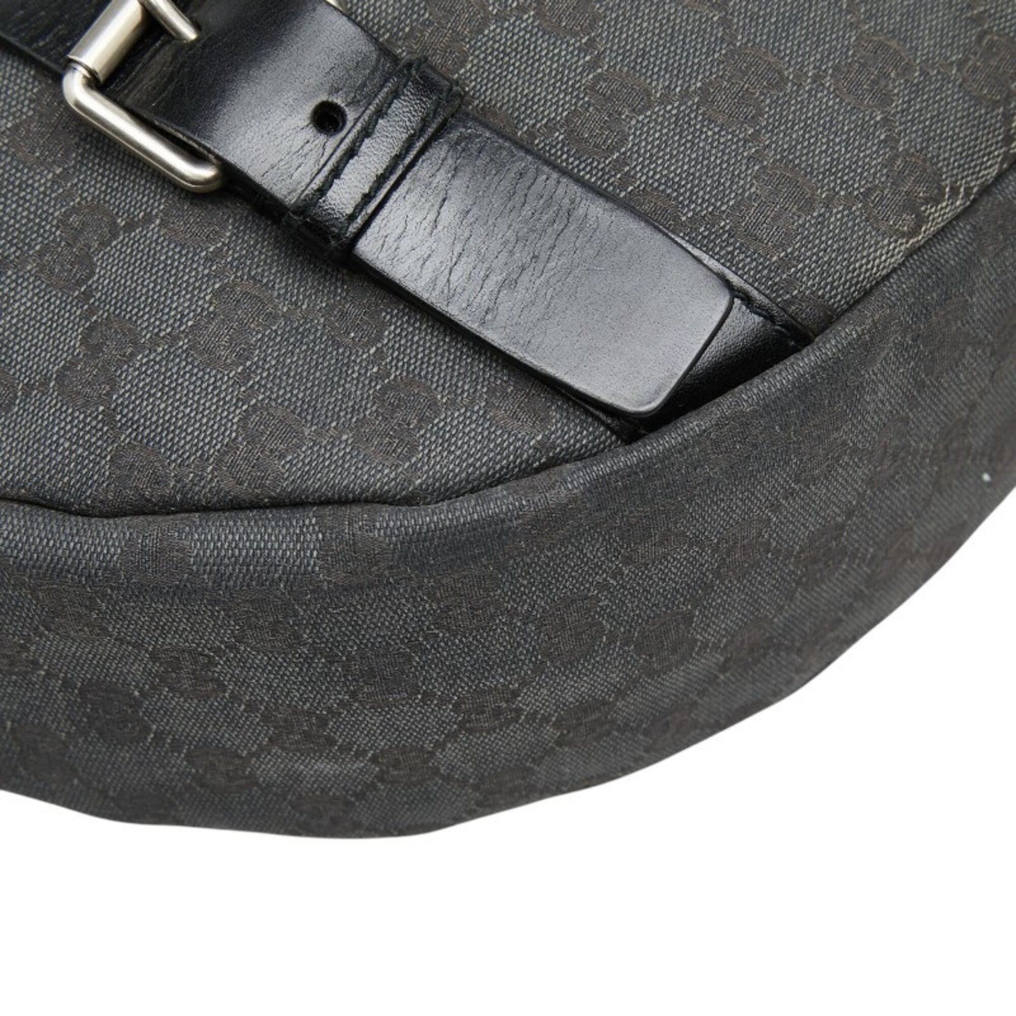 Gucci Black Canvas Leather Messenger Bag Shoulder Bag (Pre-Owned)