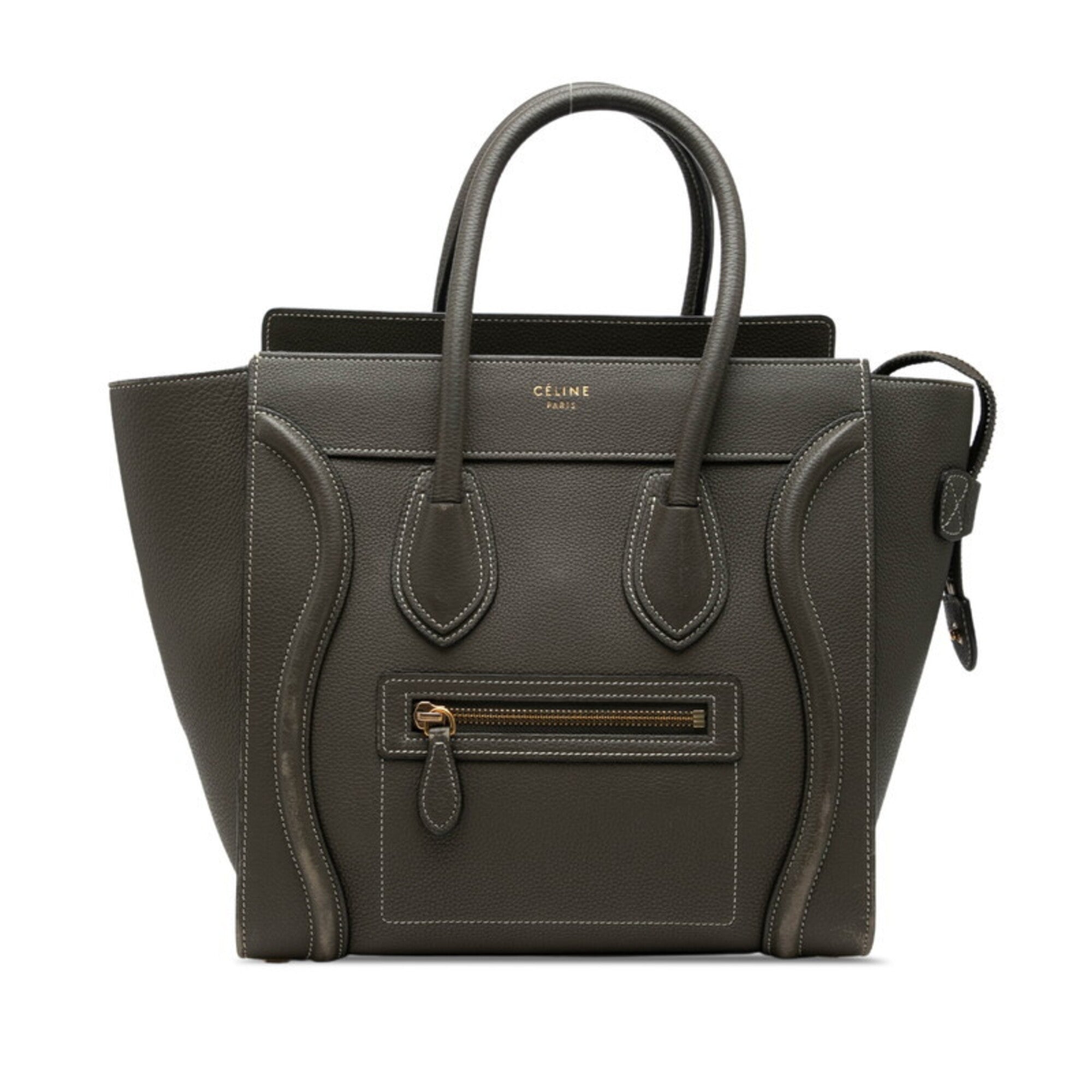 Celine Gray Green Khaki Leather Handbag (Pre-Owned)