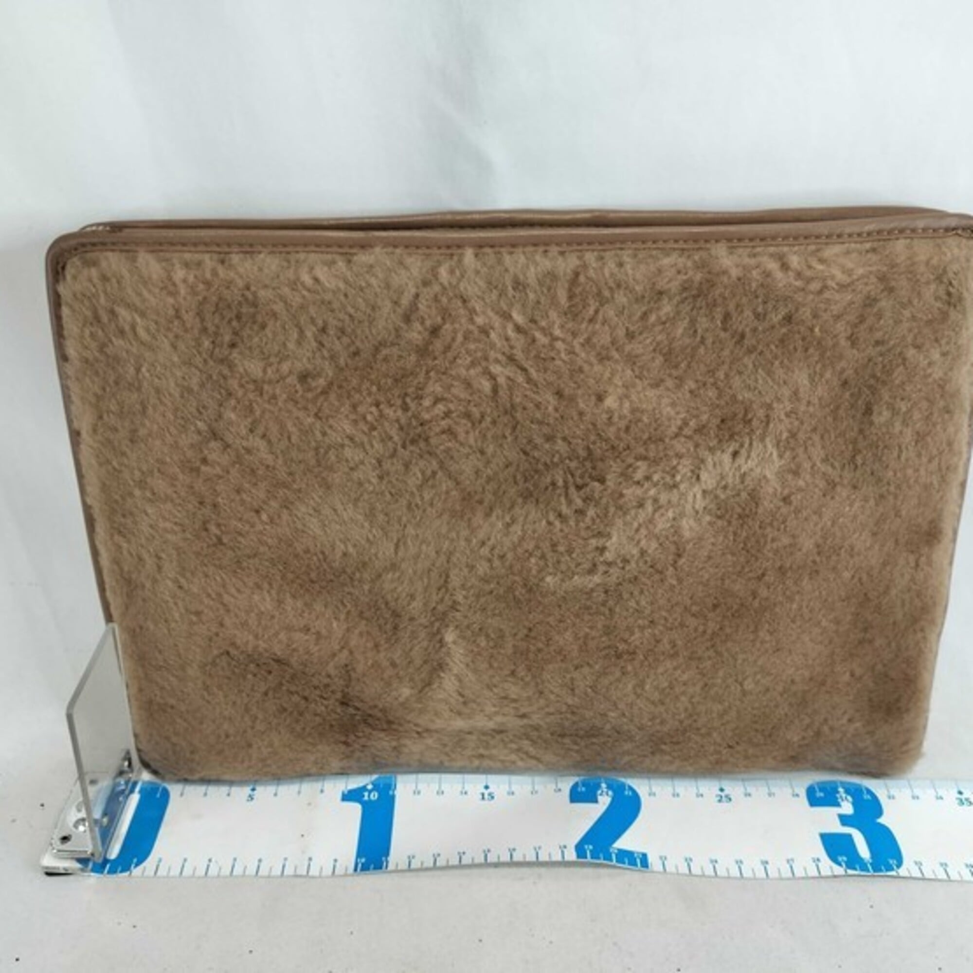 Balenciaga Brown Leather Fur Clutch Bag (Pre-Owned)