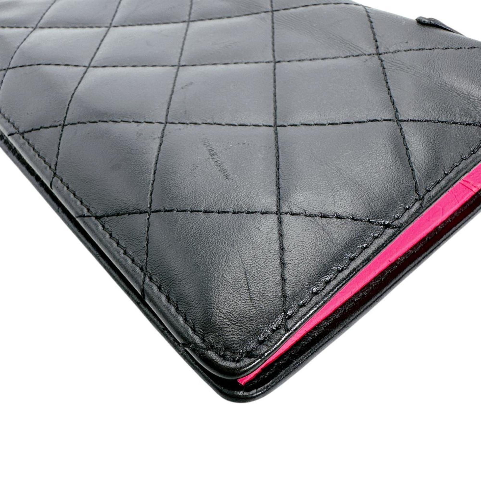 Chanel Black Leather Long Wallet (Bi-Fold) (Pre-Owned)