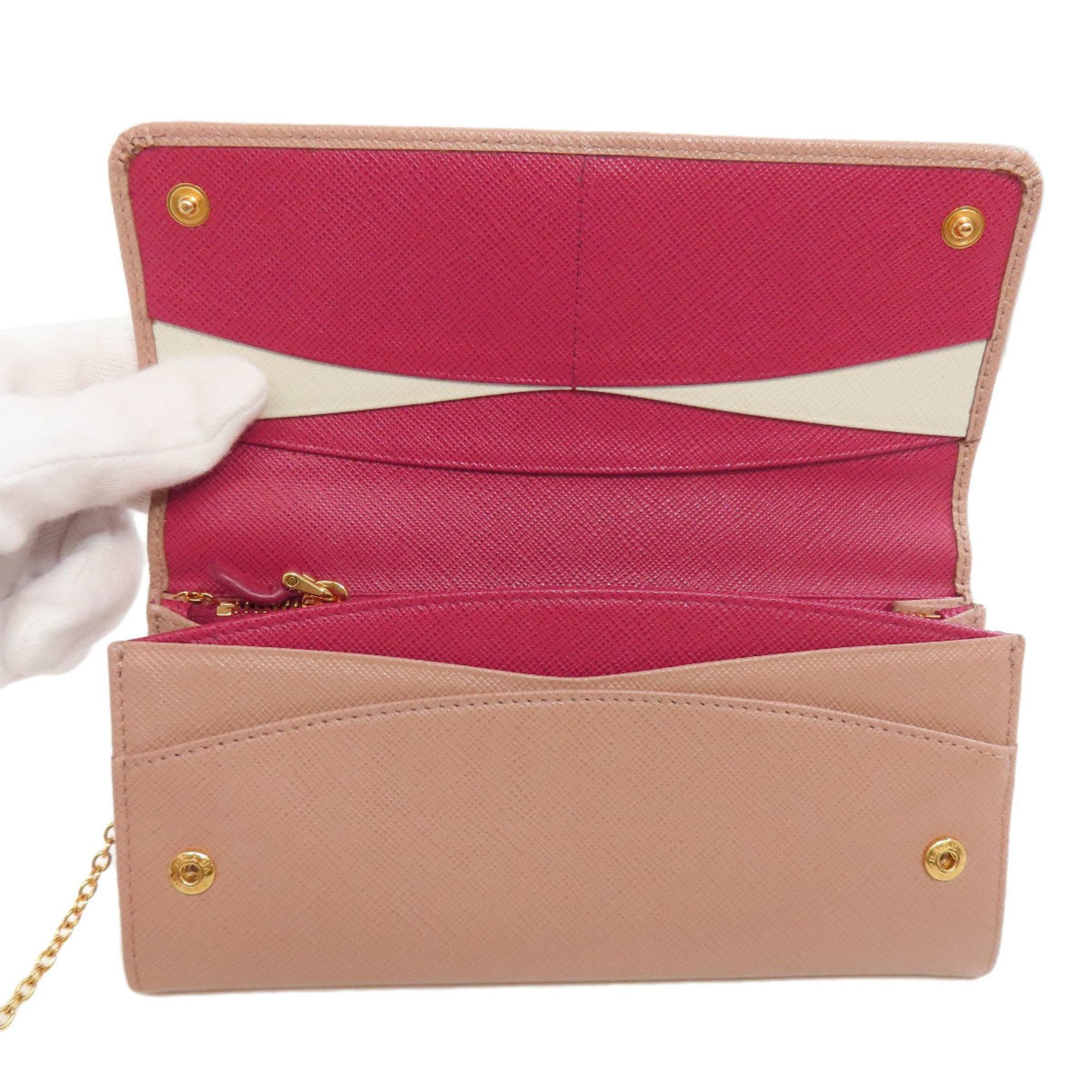 Prada Saffiano Beige Saffiano Long Wallet (Bi-Fold) (Pre-Owned)