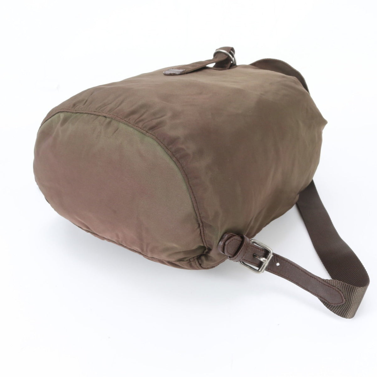 Prada Khaki Leather Nylon Backpack (Pre-Owned)