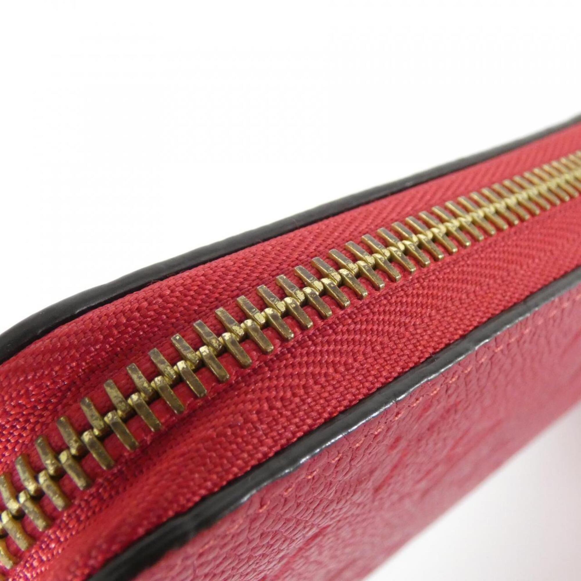 Louis Vuitton Red Color Leather Long Wallet (Bi-Fold) (Pre-Owned)