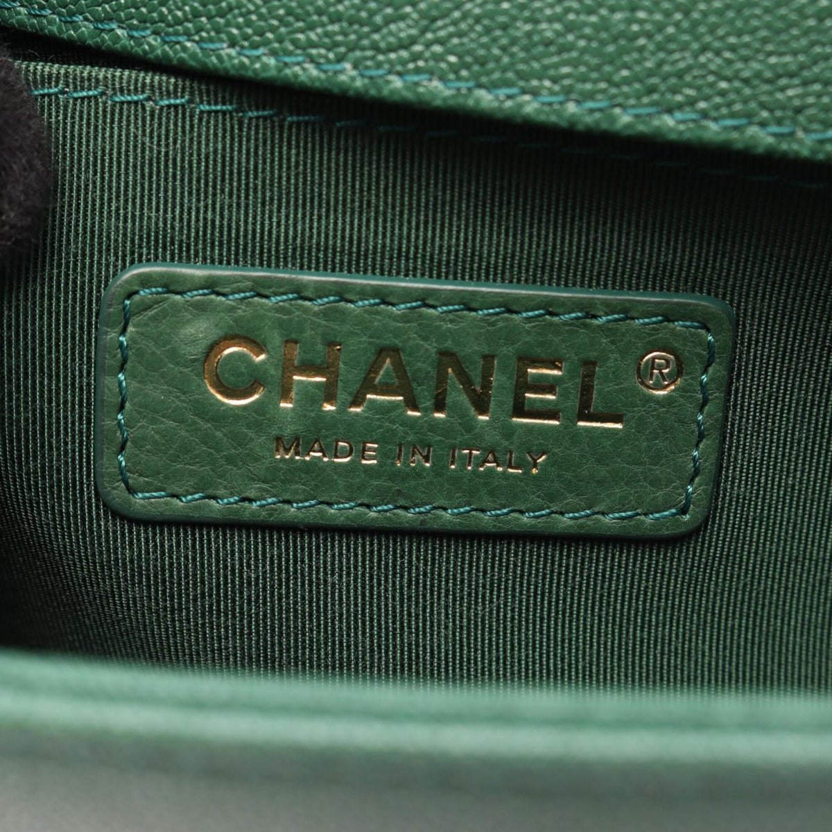 Chanel Green Grained Calfskin Handbag Shoulder Bag (Pre-Owned)
