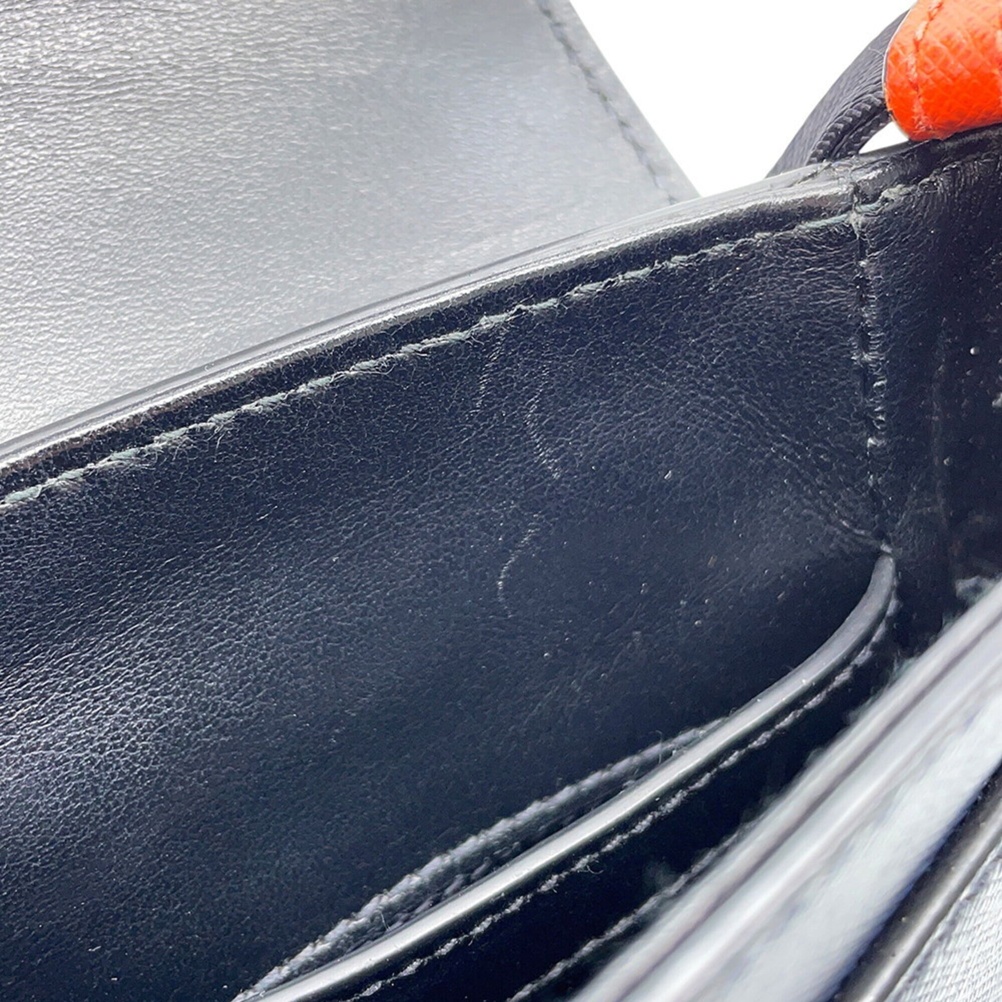 Prada Navy Orange Leather Handbag Shoulder Bag (Pre-Owned)