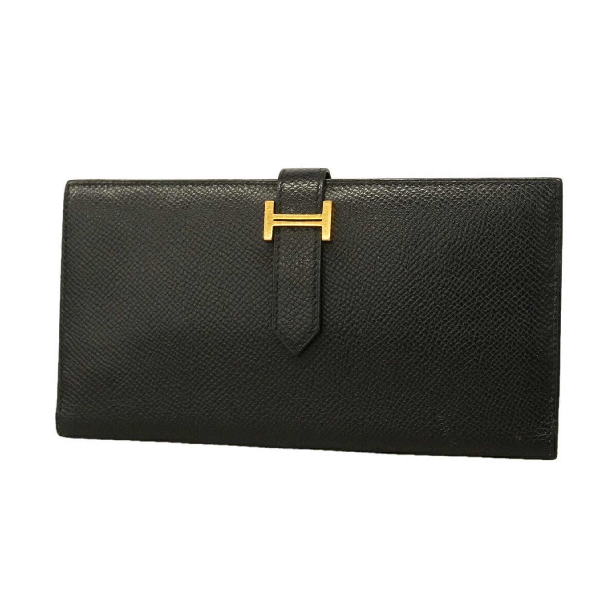 Hermes Black Epsom Leather Leather Long Wallet (Bi-Fold) (Pre-Owned)
