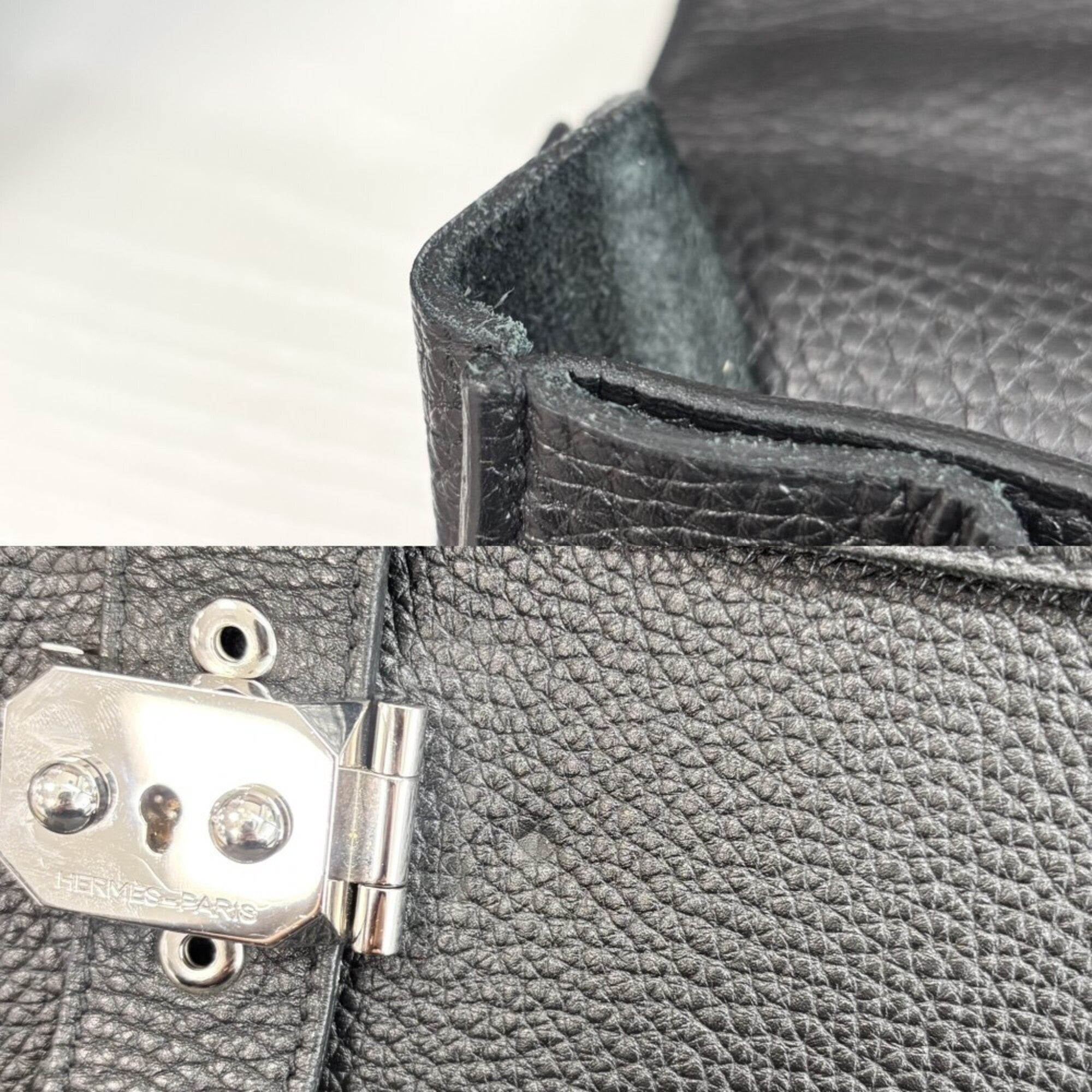 Hermes Black Leather Briefcase Handbag (Pre-Owned)