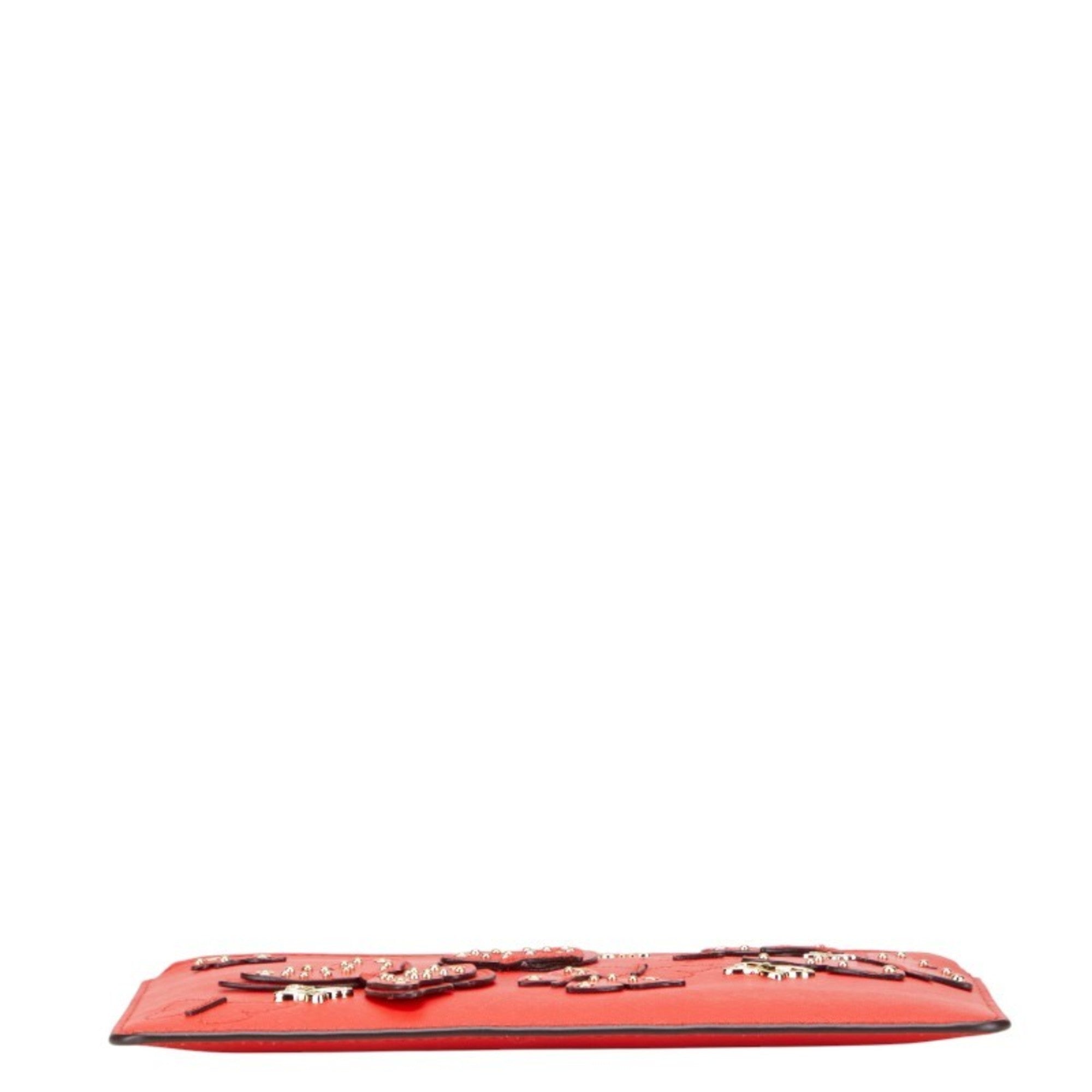 Michael Kors Red Color Leather Clutch Bag (Pre-Owned)