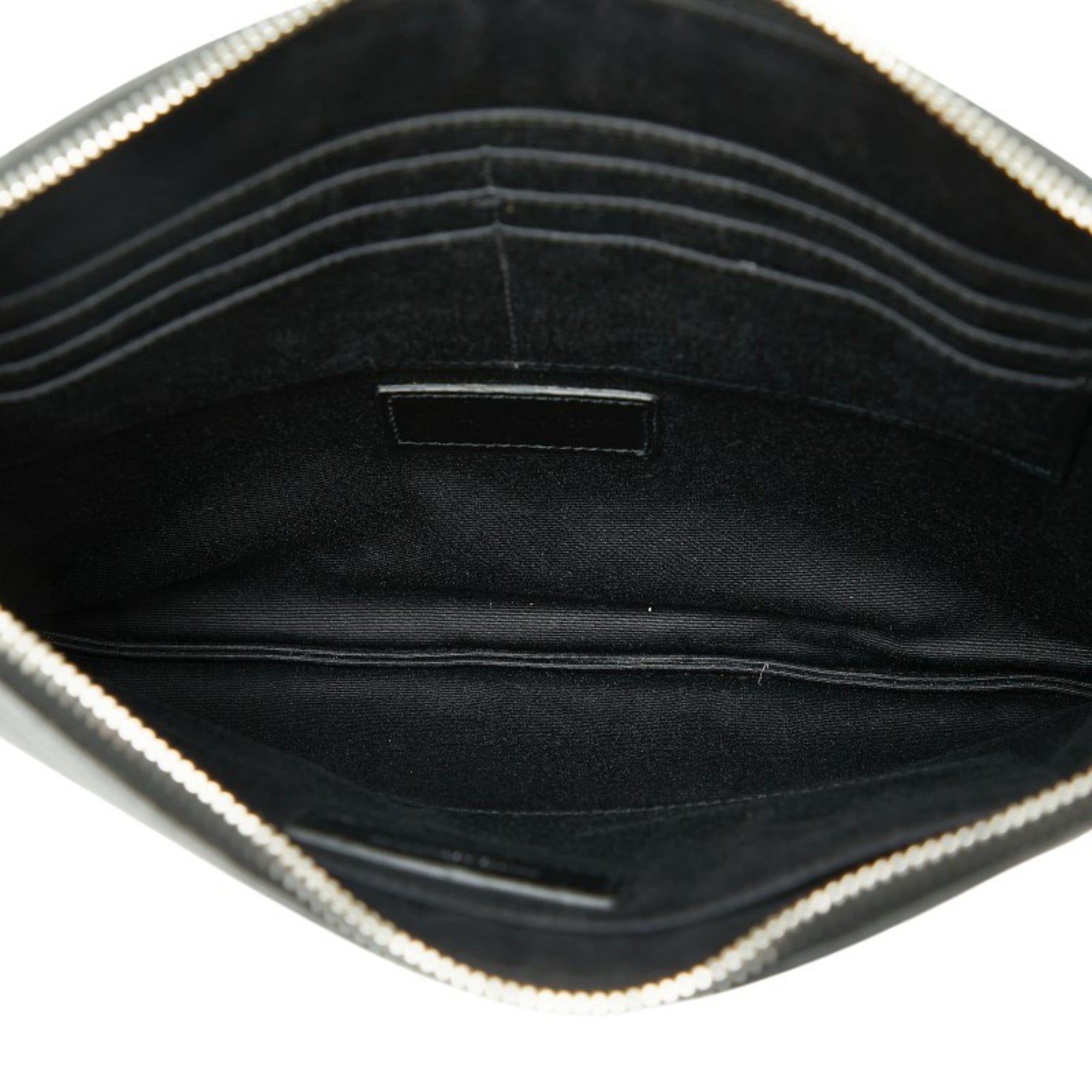 Saint Laurent Black White Leather Clutch Bag (Pre-Owned)