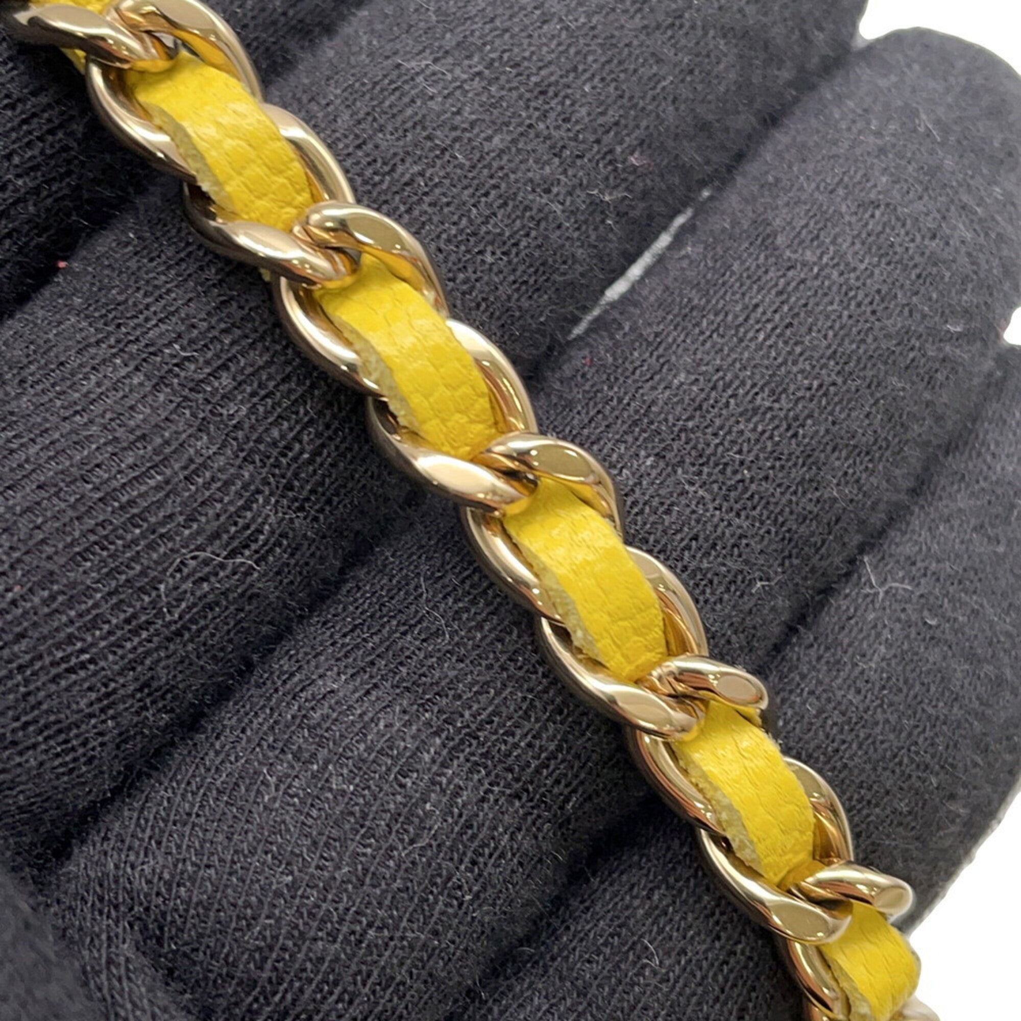 Chanel Yellow Grained Calfskin Chain/Shoulder Wallet (Pre-Owned)