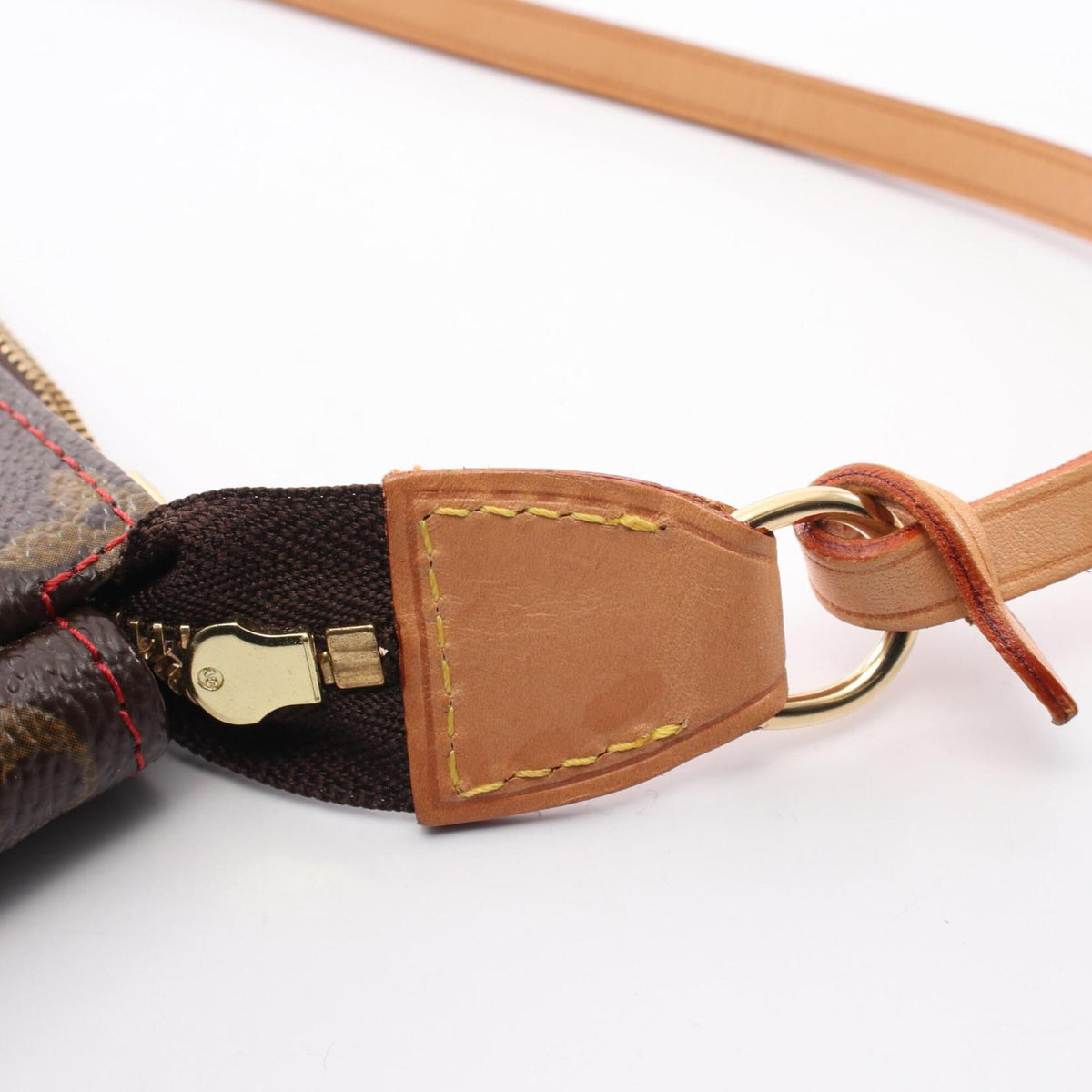 Louis Vuitton Brown Red Color Coated Canvas Leather Handbag Pochette (Pre-Owned)
