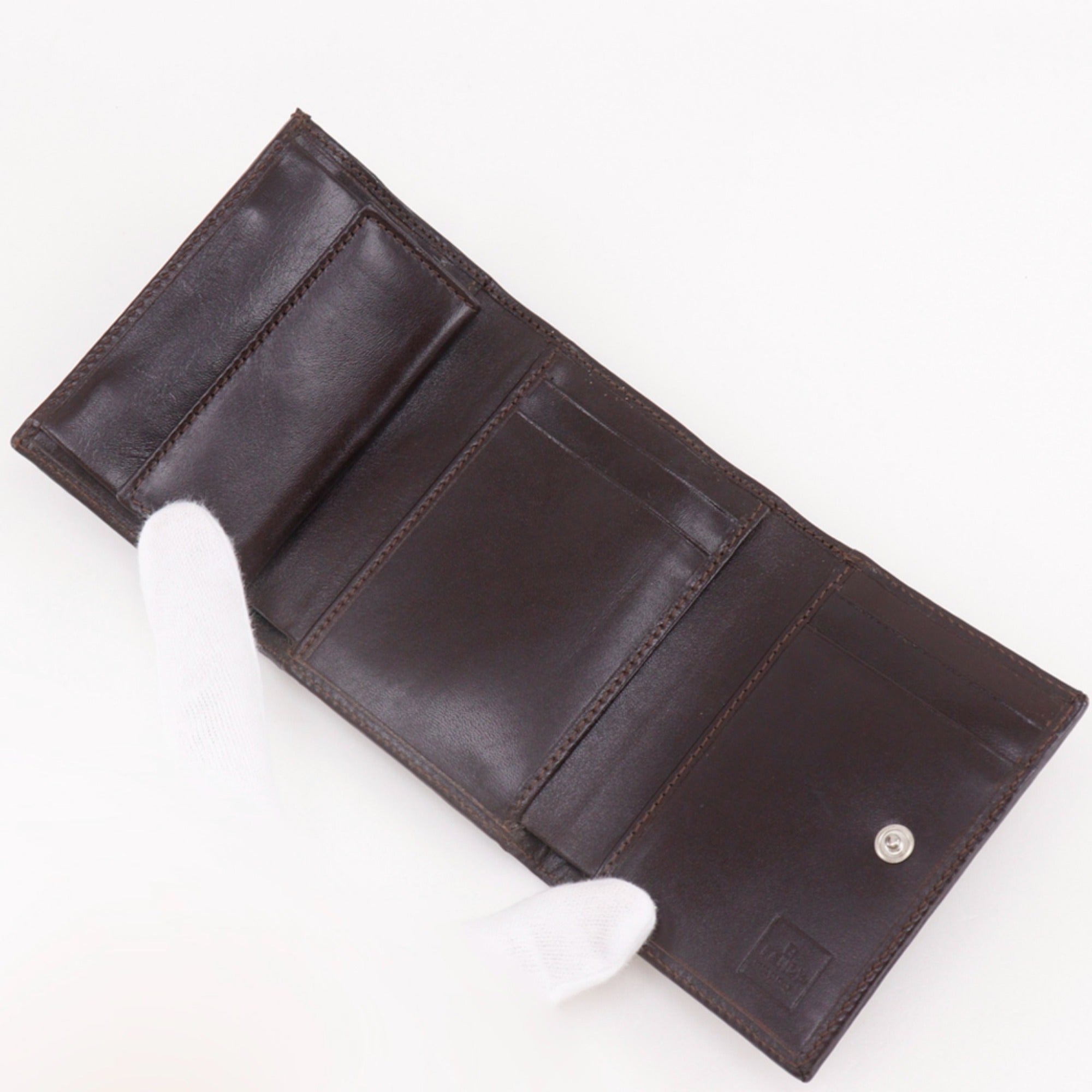 Fendi Zucca Brown Nylon Canvas Wallet (Tri-Fold) (Pre-Owned)