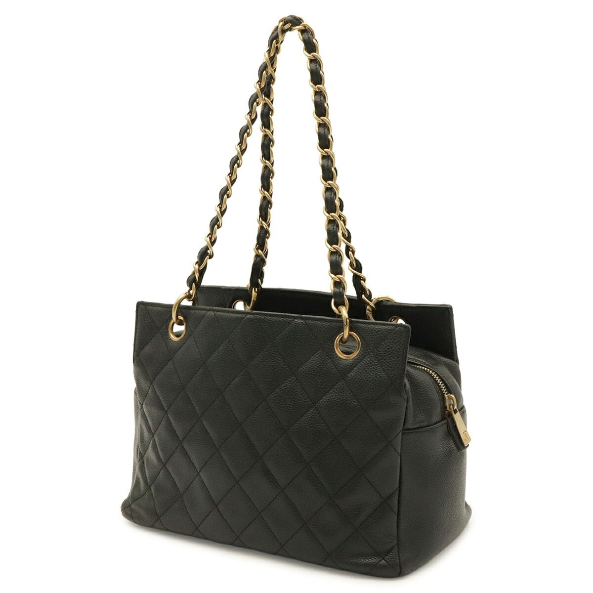 Chanel Matelasse Black Grained Calfskin Shoulder Bag Tote Bag (Pre-Owned)