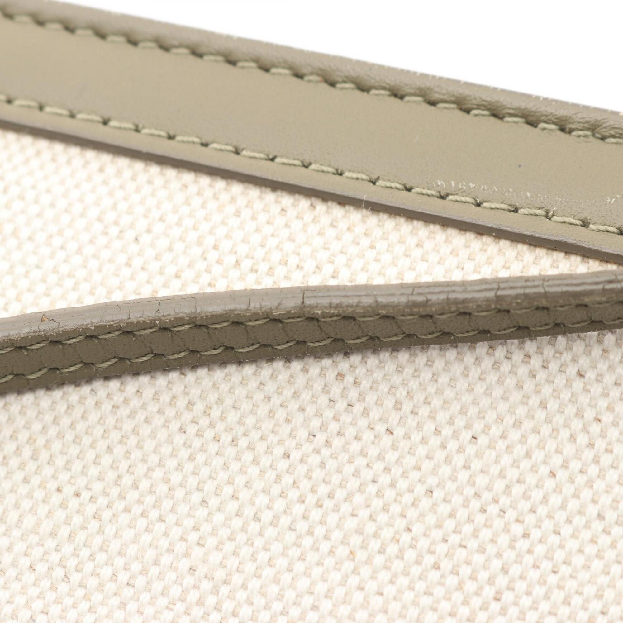 Balenciaga Khaki White Canvas Leather Handbag Pochette Shoulder Bag (Pre-Owned)
