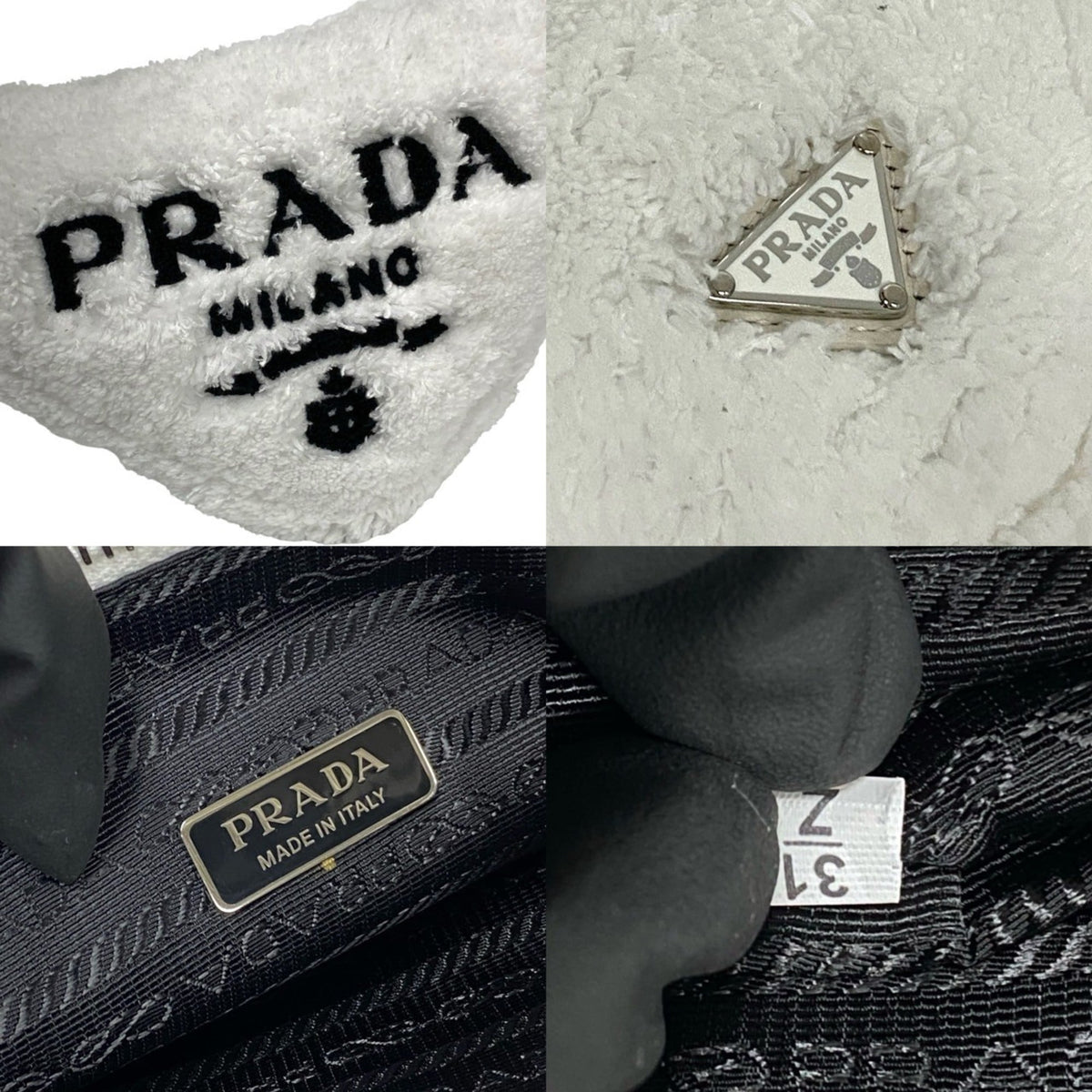 Prada White Pile Fabric Handbag (Pre-Owned)