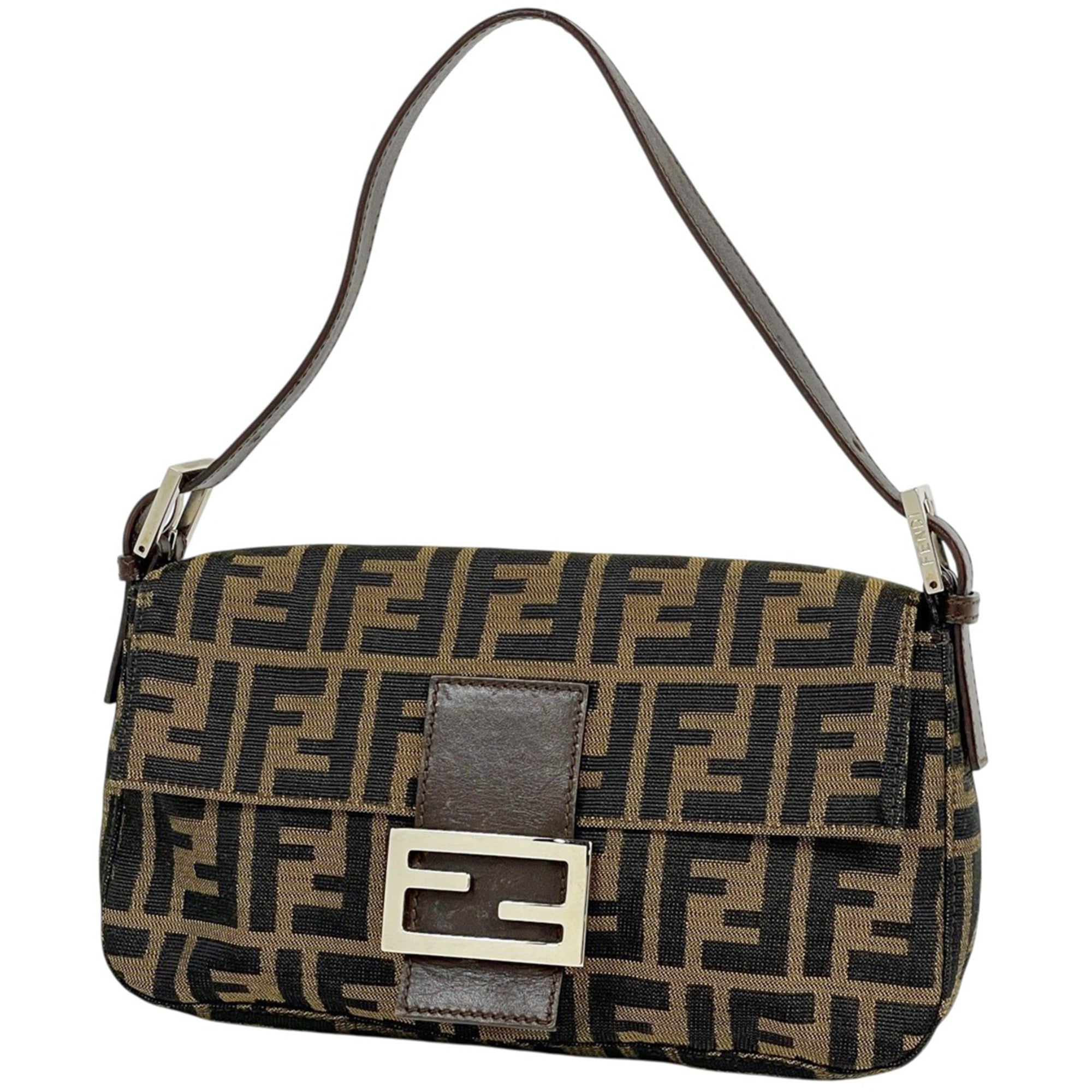 Fendi Brown Zucca Handbag Shoulder Bag (Pre-Owned)