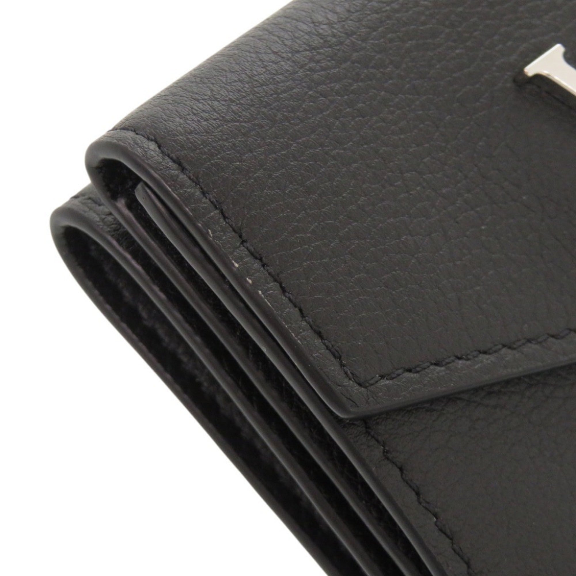 Louis Vuitton Noir Leather Wallet (Tri-Fold) (Pre-Owned)
