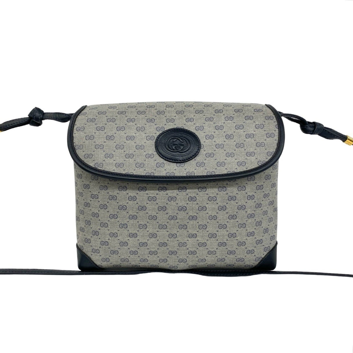 Gucci Navy Leather Pvc Pochette Shoulder Bag (Pre-Owned)