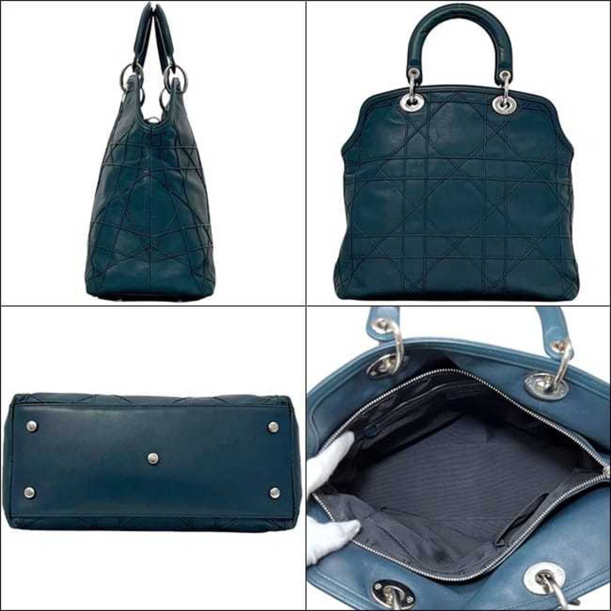 Christian Dior Green Blue Green Leather Handbag Tote Bag (Pre-Owned)