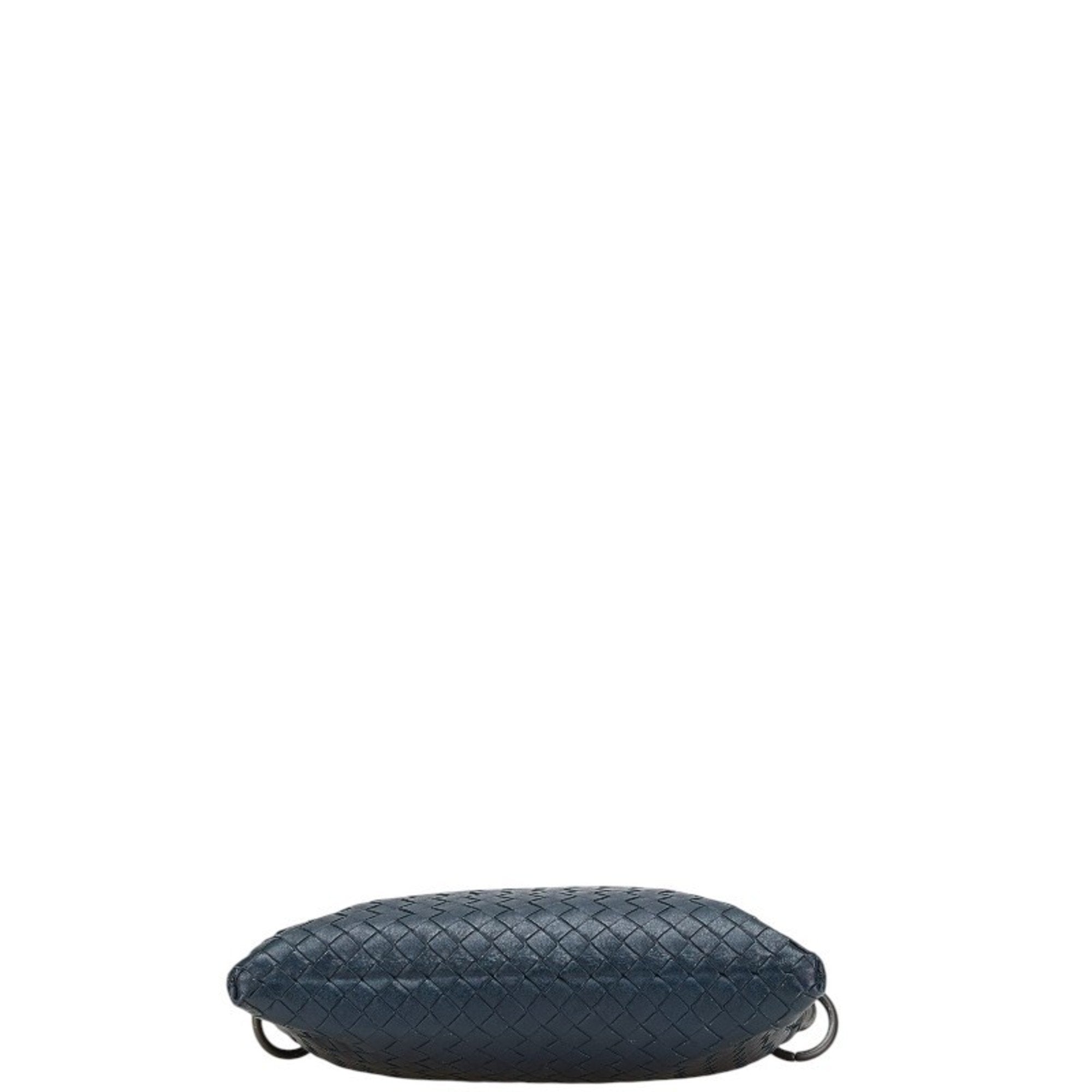 Bottega Veneta Navy Black Leather Shoulder Bag (Pre-Owned)