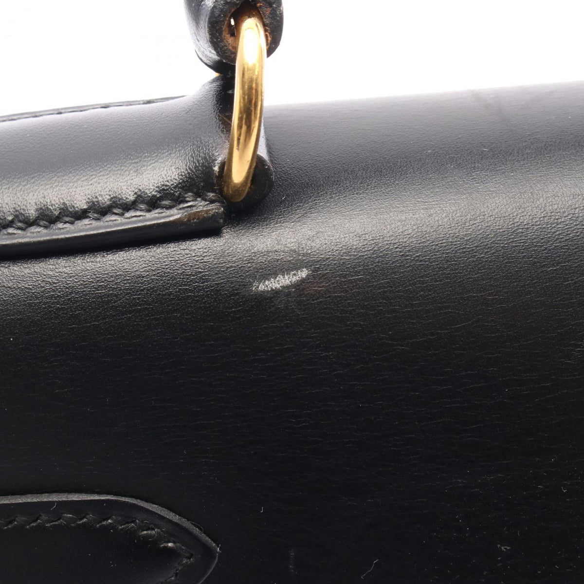 Hermes Black Box Calf Leather Handbag (Pre-Owned)