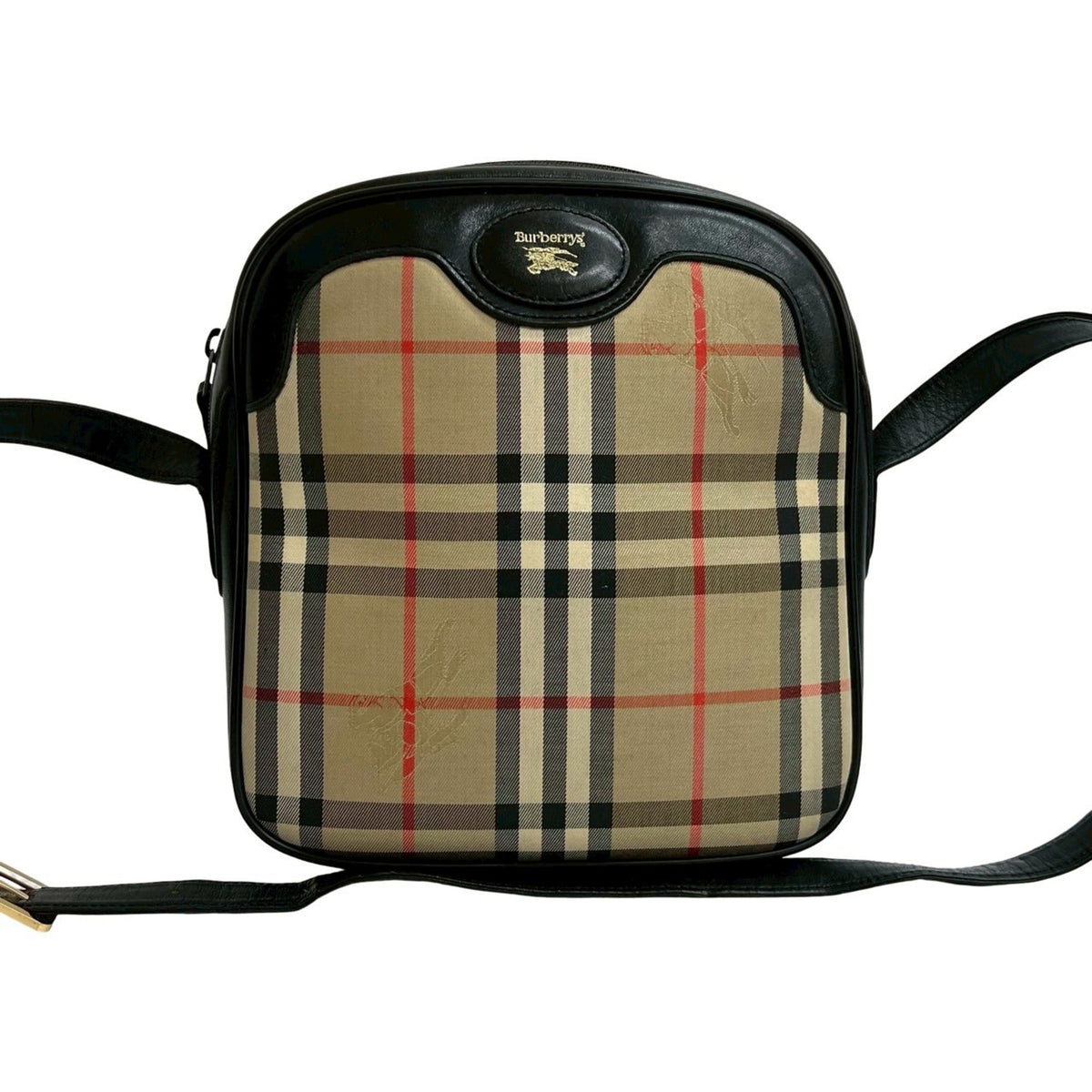 Burberry Beige Black Canvas Leather Pochette Shoulder Bag (Pre-Owned)