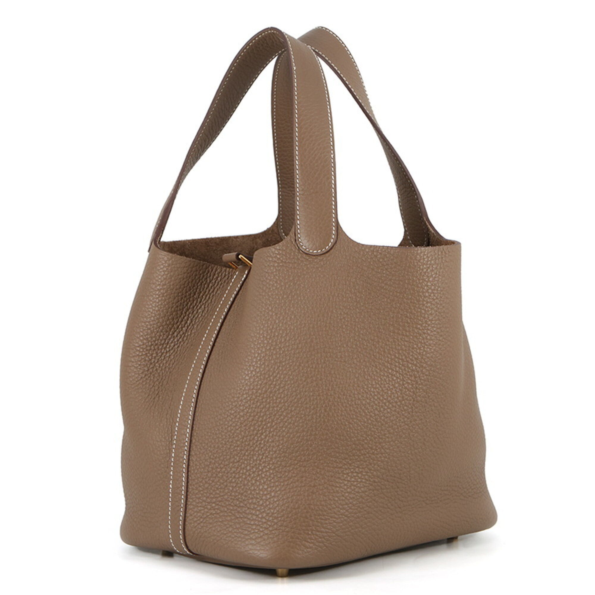 Hermes Etoupe Gray Taurillon Clemence Leather Handbag Tote Bag (Pre-Owned)