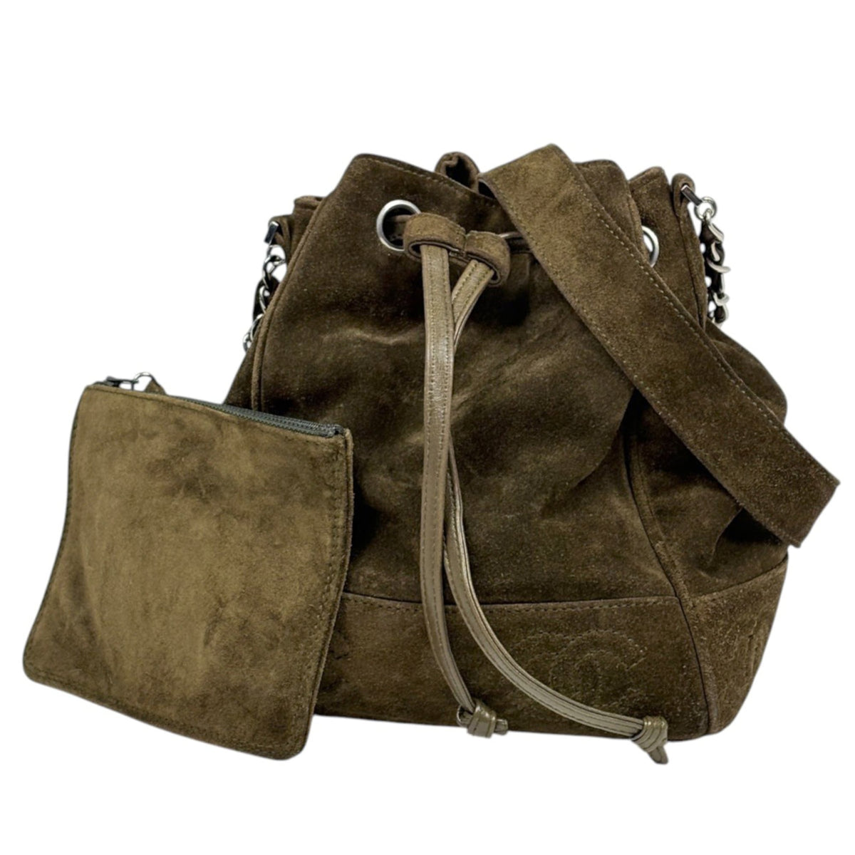 Chanel Khaki Suede Shoulder Bag (Pre-Owned)