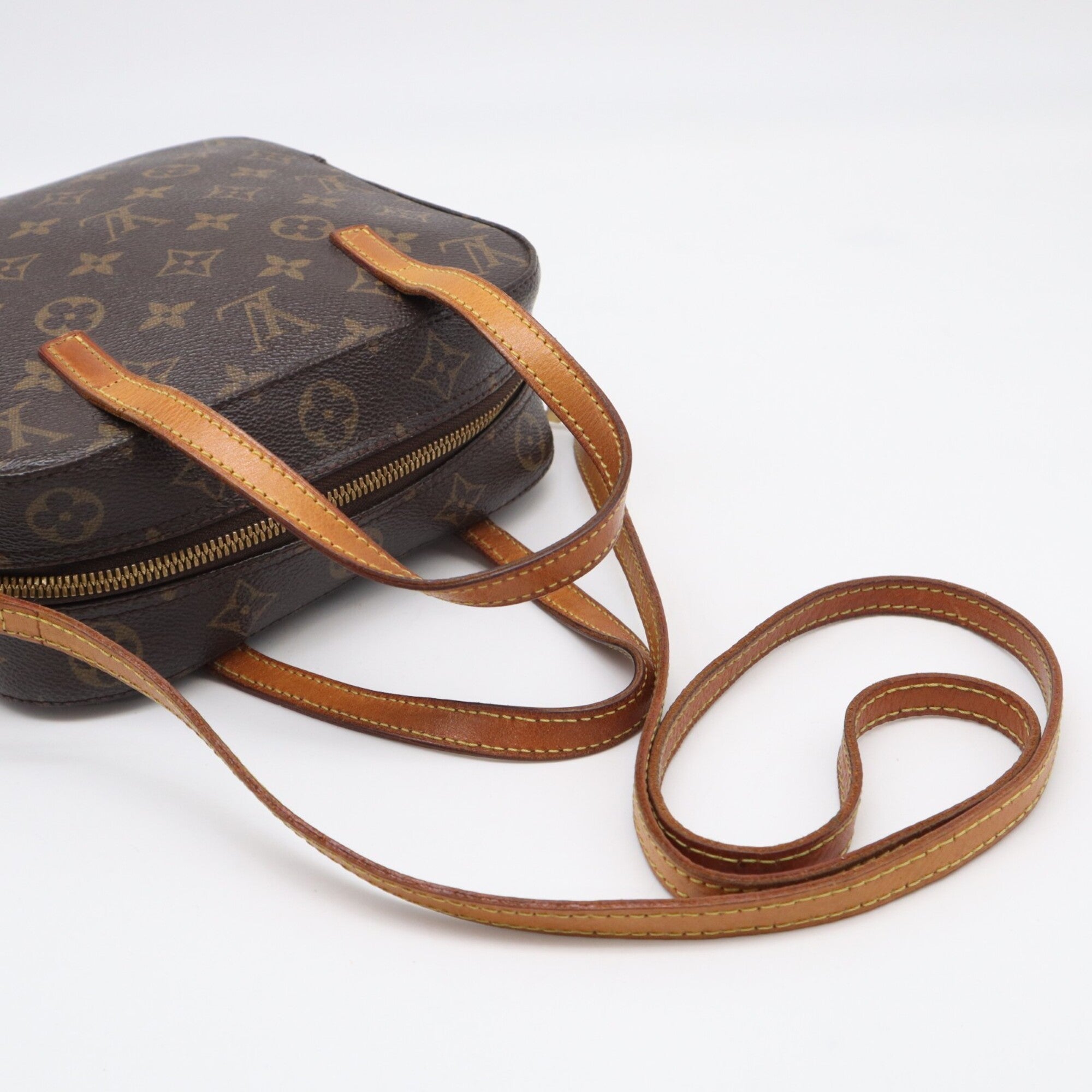 Louis Vuitton Monogram Beige Brown Coated Canvas Leather Handbag (Pre-Owned)