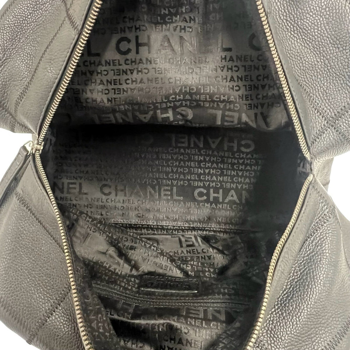 Chanel Black Leather Boston Bag Handbag (Pre-Owned)