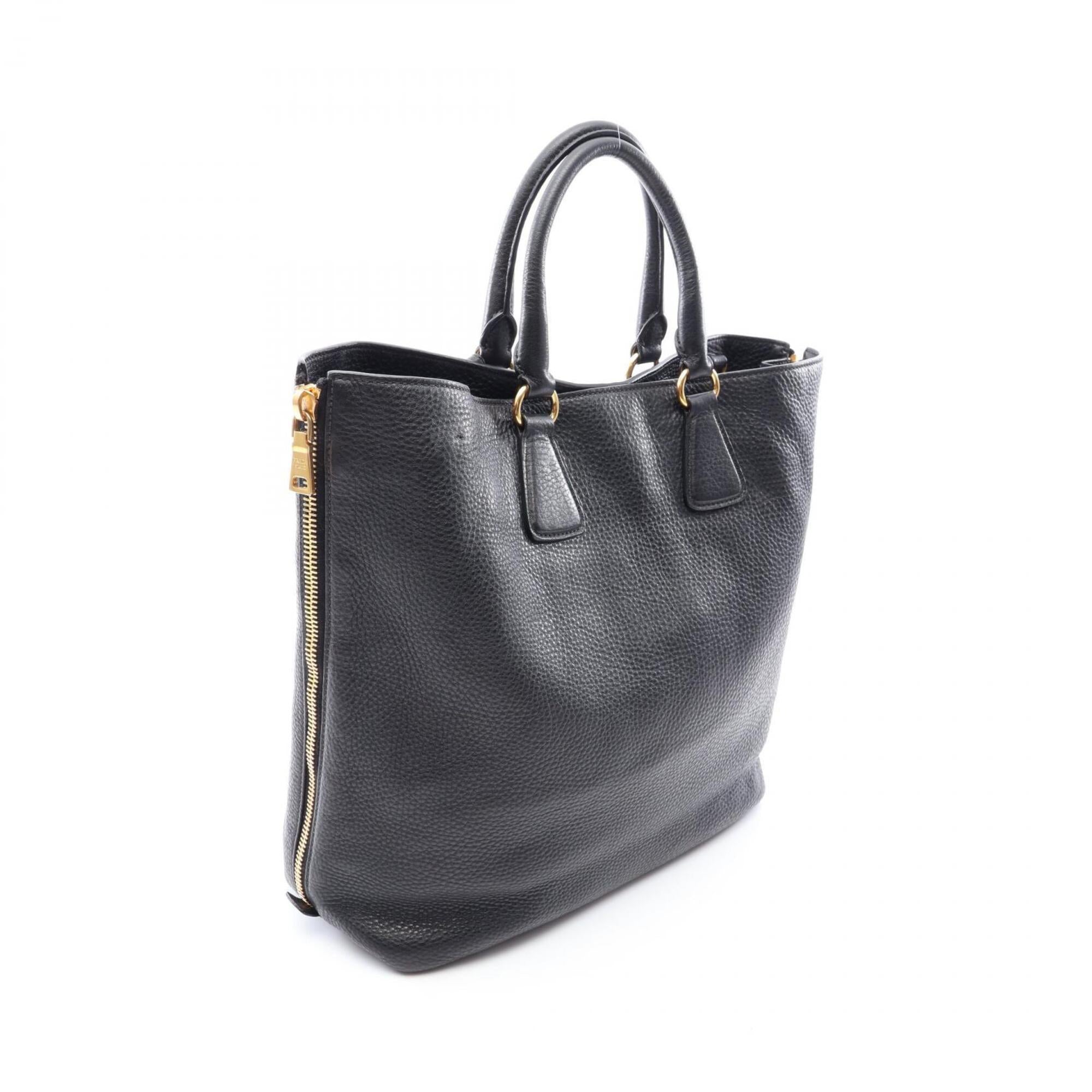 Prada Black Leather Handbag Tote Bag (Pre-Owned)