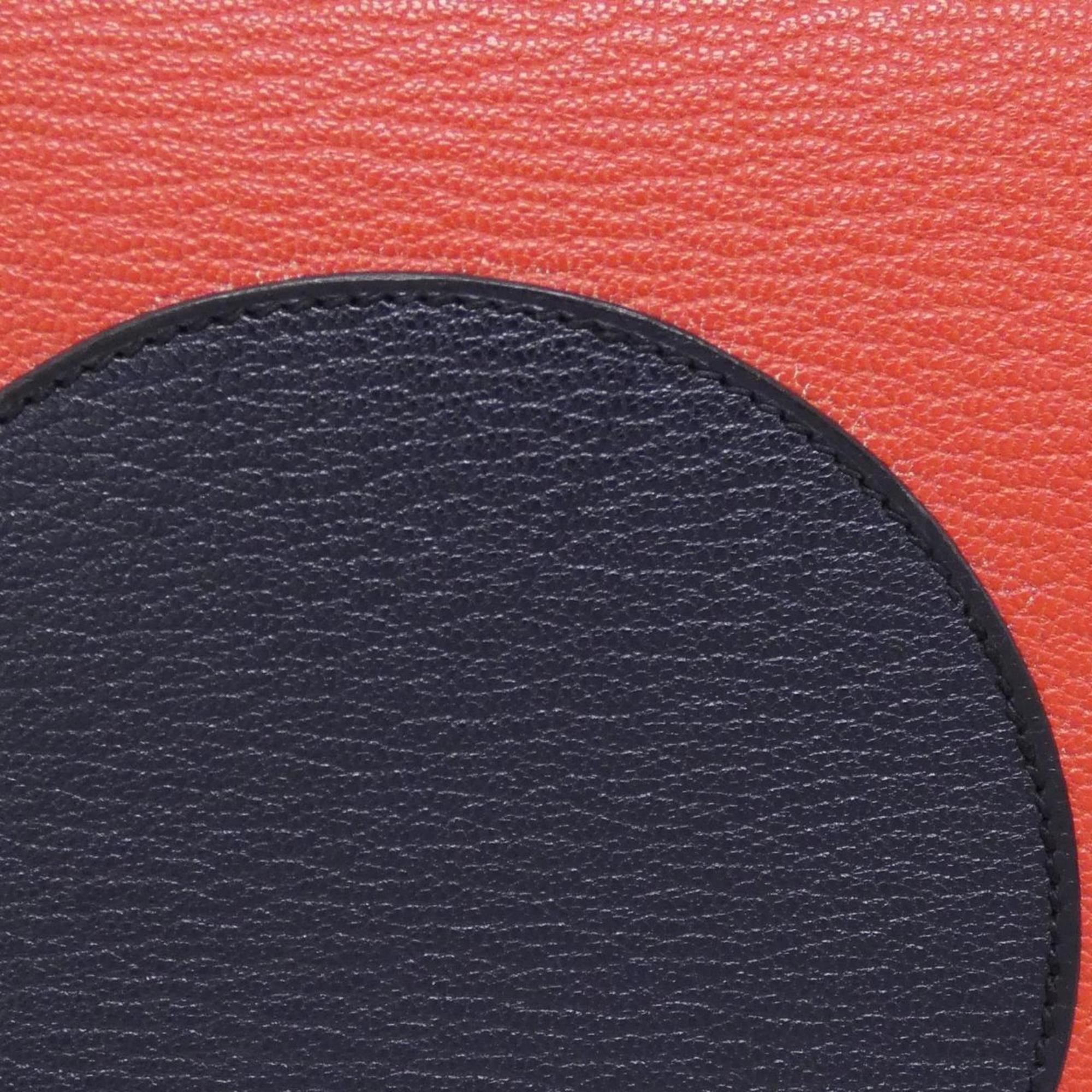 Hermes Blue Indigo Red Color White Chevre Leather Shoulder Bag (Pre-Owned)