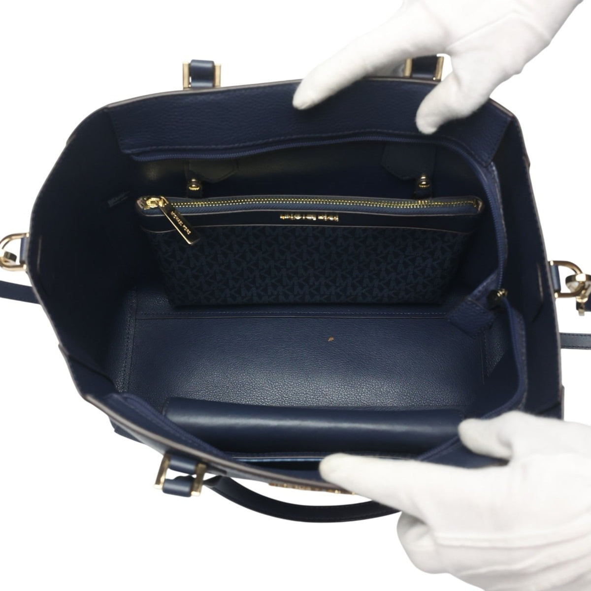 Michael Kors Navy Leather Shoulder Bag Tote Bag (Pre-Owned)
