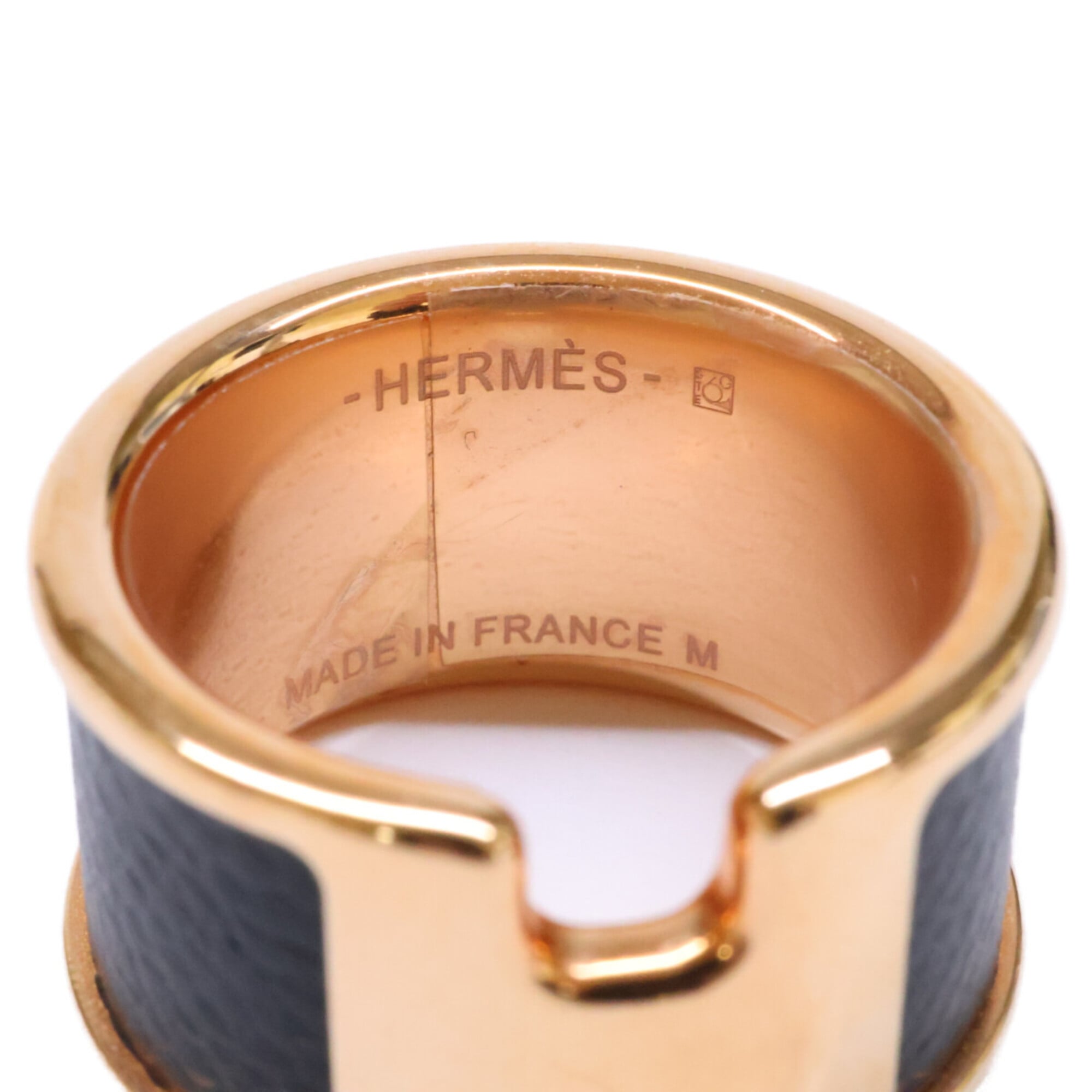 Hermes Gold Black Metal Band Ring (Pre-Owned)