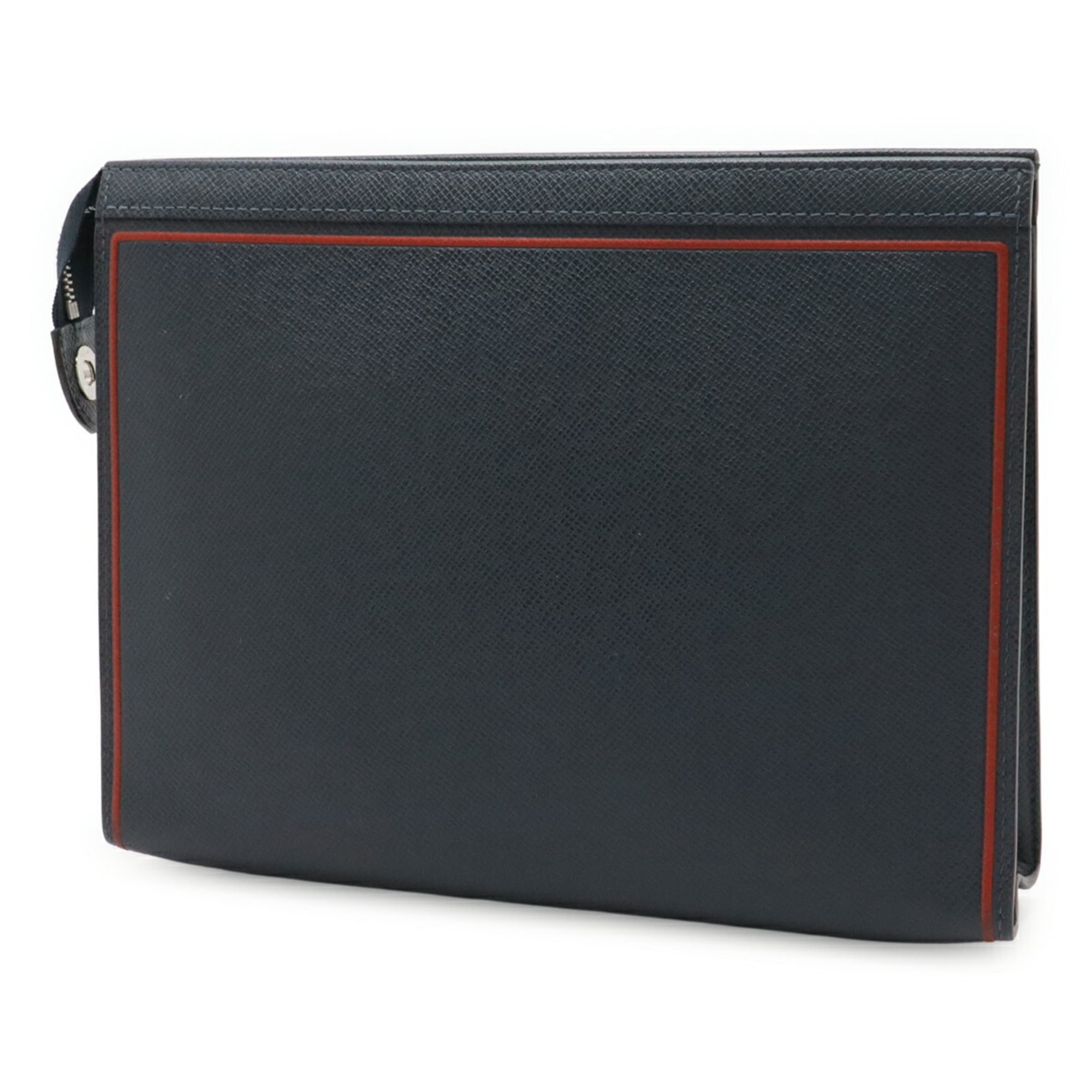 Louis Vuitton Navy Blue Leather Clutch Bag Pochette (Pre-Owned)