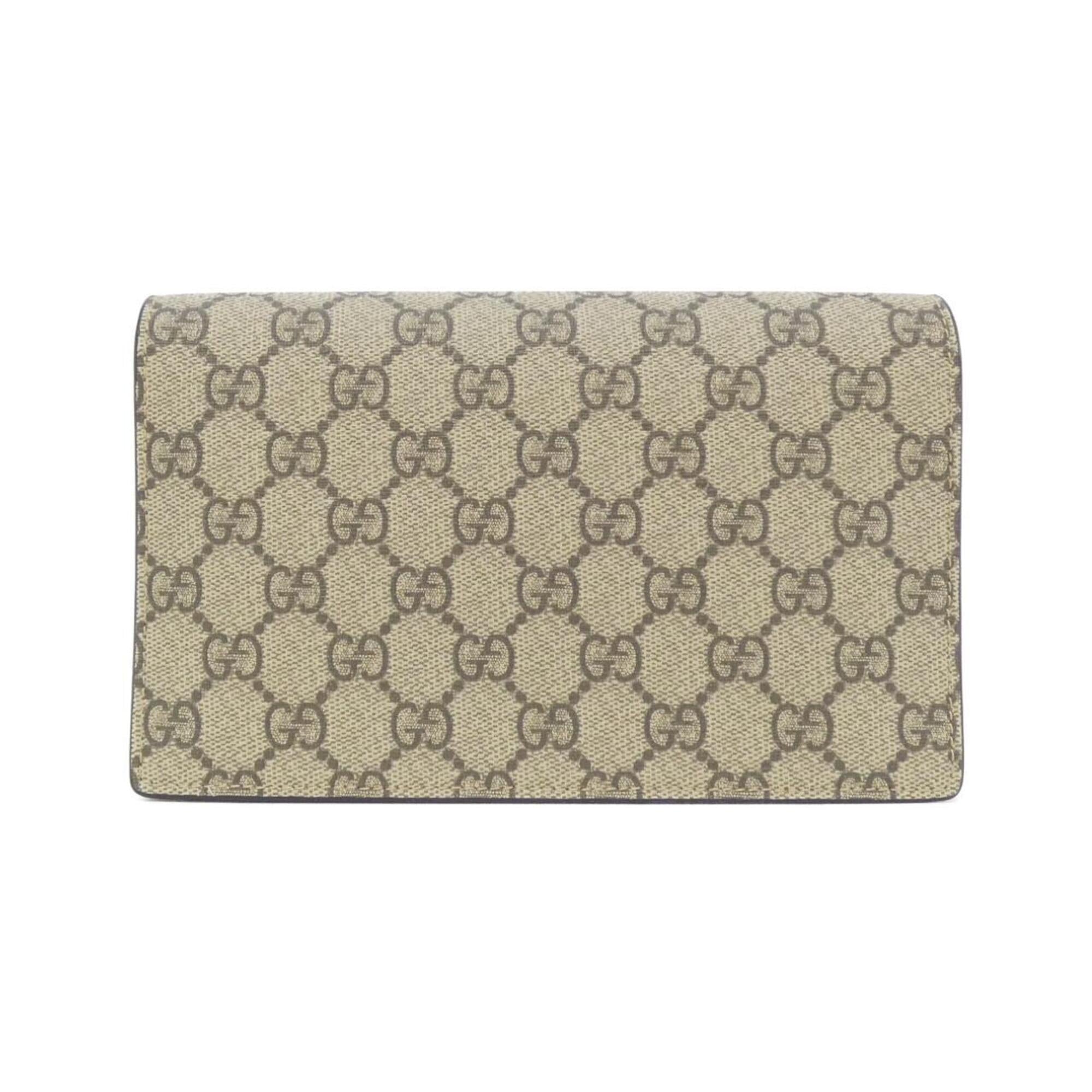 Gucci Beige Blue Green Gg Supreme Leather Chain/Shoulder Wallet (Pre-Owned)