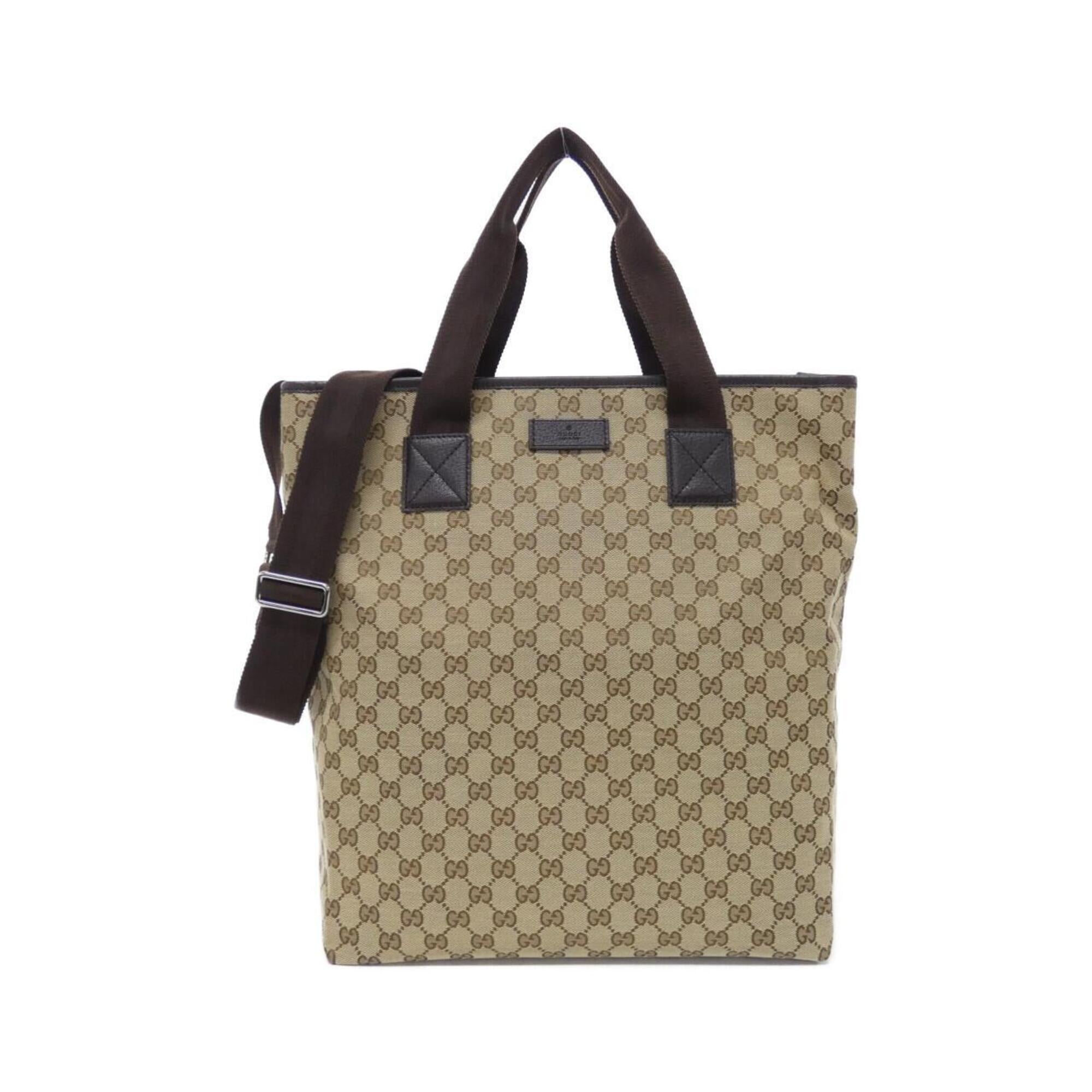 Gucci Beige Brown Gg Canvas Handbag (Pre-Owned)